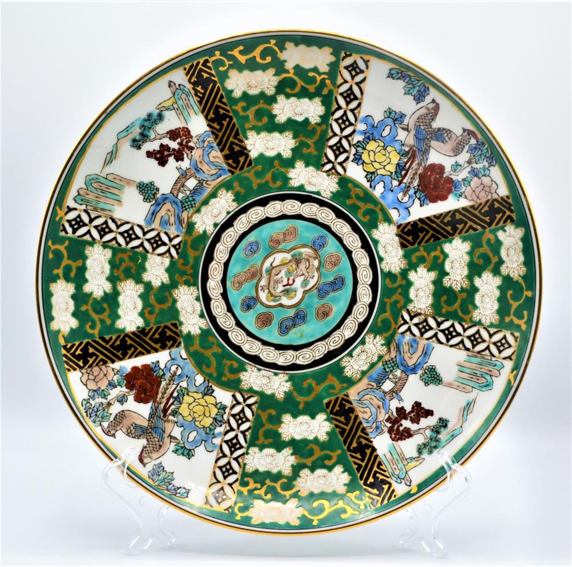 Wandteller Zierteller Gold Imari Japan, handbemalt, Øca. 31cm