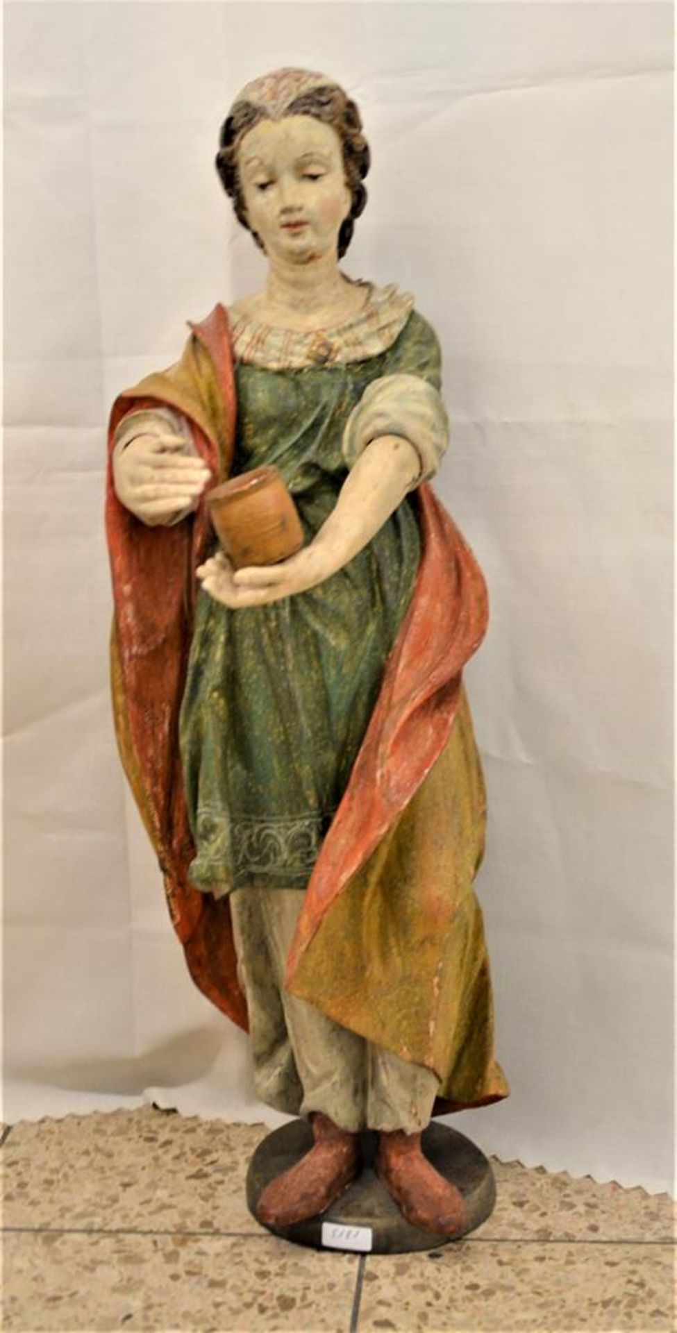 Schnitzfigur Hl. Lucia um 1700 teilweise ergänzt ca. 83cm