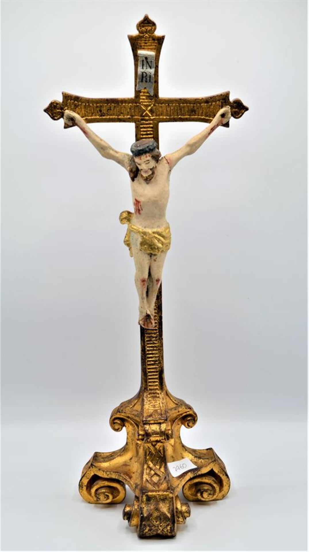 Standkruzifix Holz mit geschnitzten Christus ca. 51cm