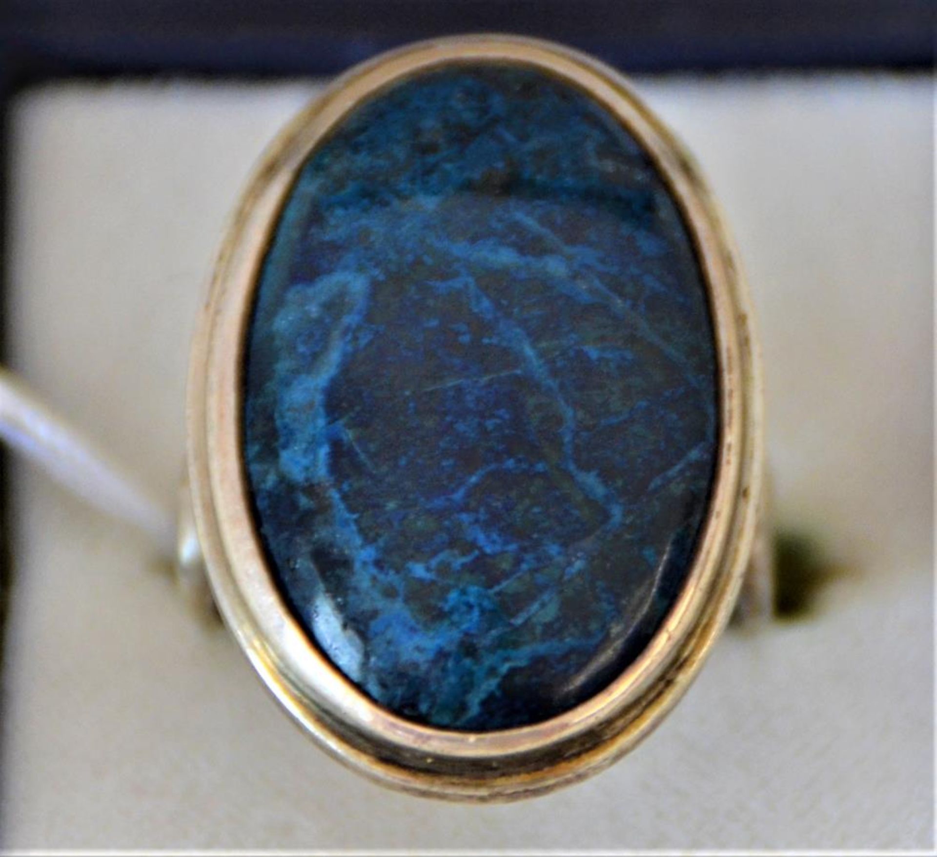 Silberring mit blauen Stein, Ø ca. 19mm