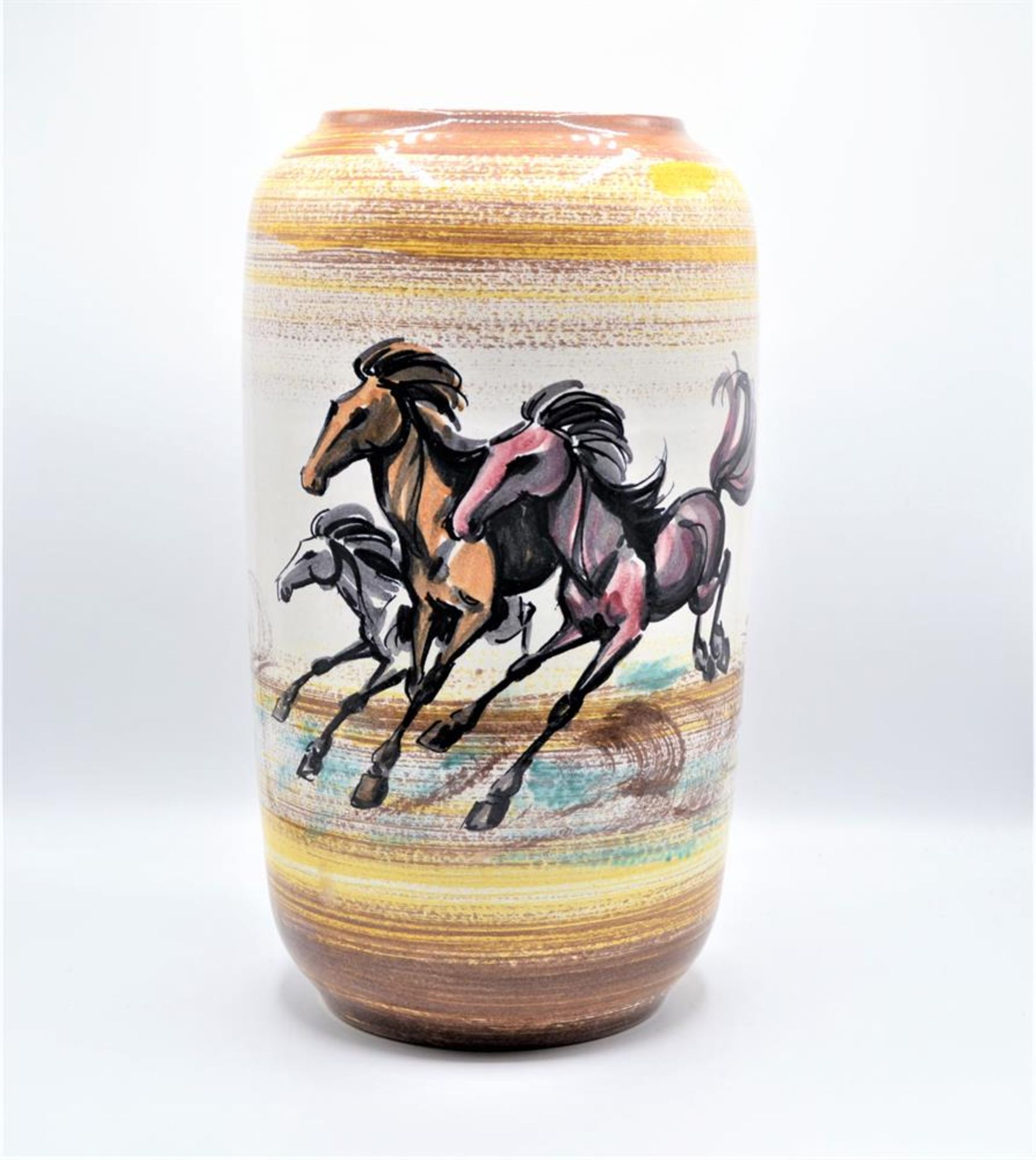 Scheurich Keramik Vase Pferde 60er 70er Jahre, Bodenvase Nr. 54640, ca 40cm