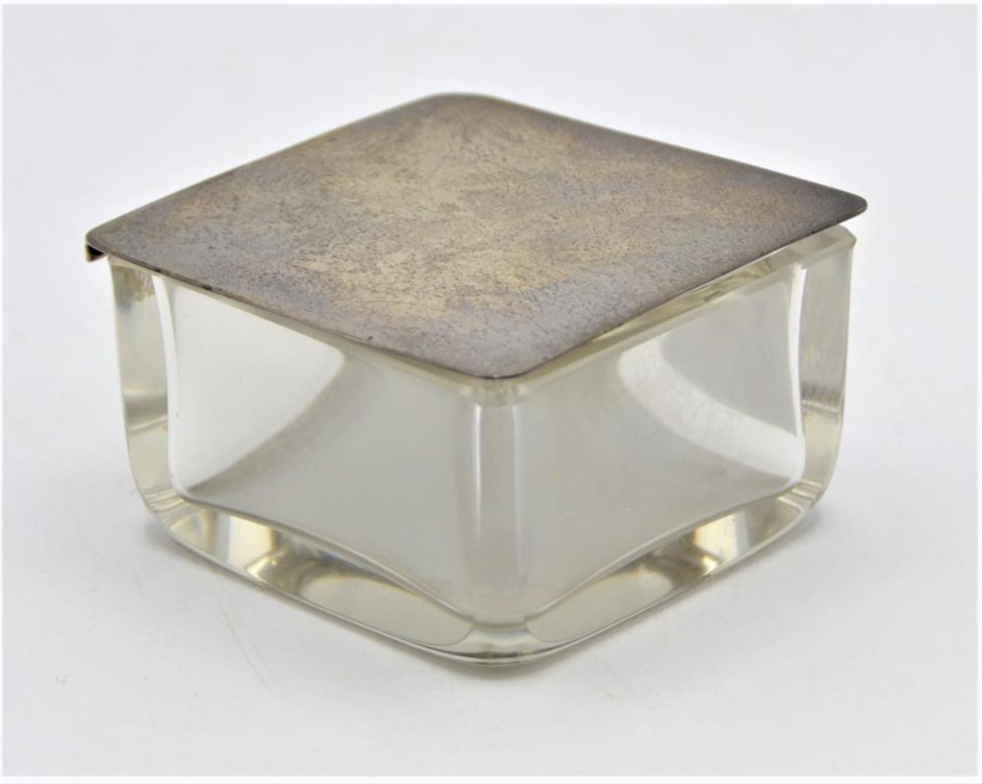 Taschenaschenbecher Reiseaschenbecher Glas mit 830 Silberdeckel bzw. Ablage f. Zigarette