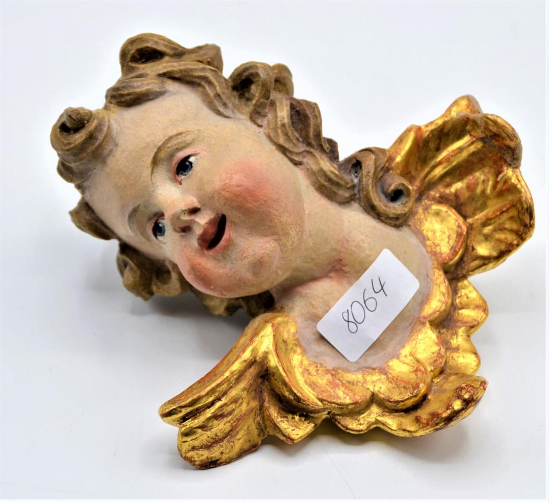 Wandengel Putto (Reparaturstelle am rechten Flügel) 16x15cm