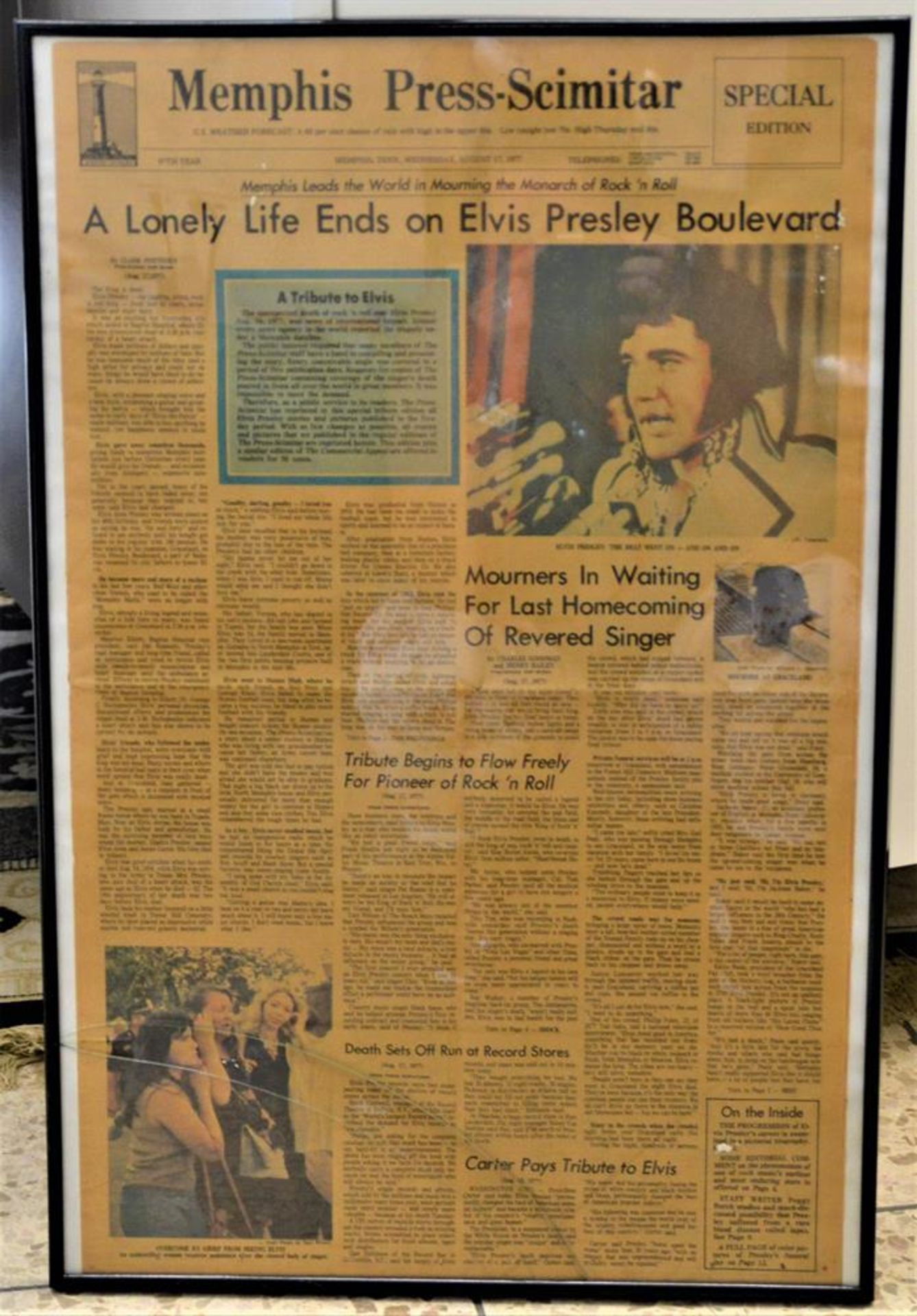 Sonderausgabe Zeitung Memphis Press-Scimitar 17. August 1977, einen Tag nach dem Tod von Elvis