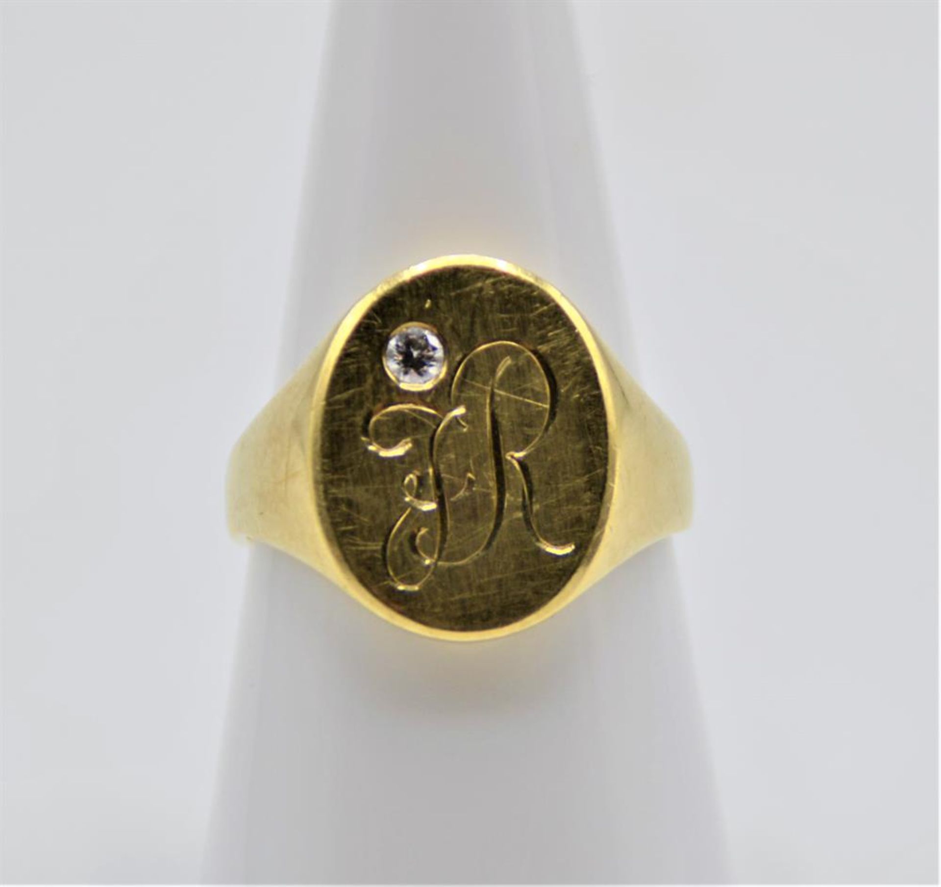 Goldring Siegelring 585 Initialen ,,FR" mit kleinen Brillanten Ø18mm 6,2g