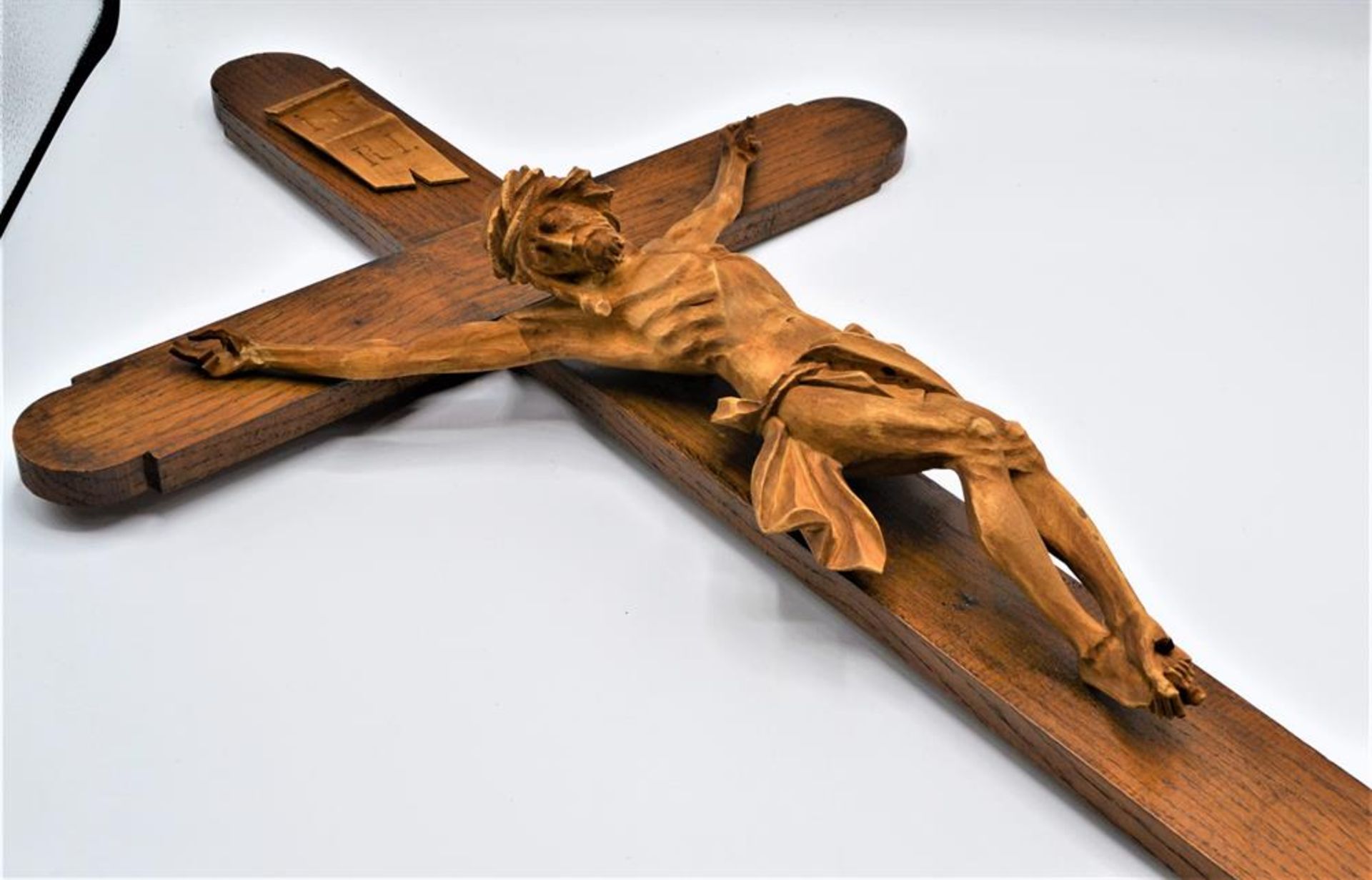 Kruzifix Christus Schnitzfigur 1. Hälfte 20Jhdt., ca. 70cm