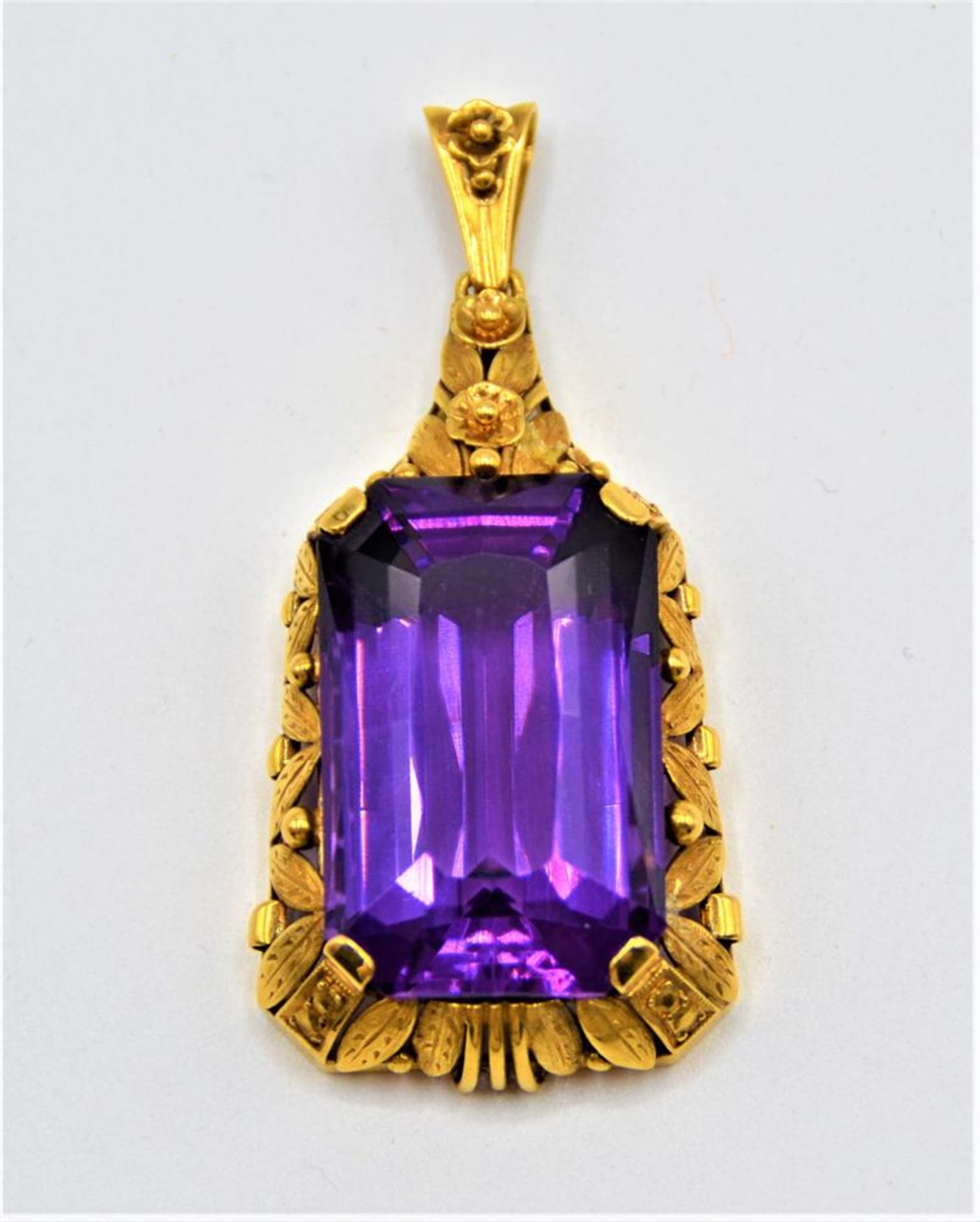 Anhänger Amethyst antik 585 Gold Fassung ca. 4,5 x 2,2cm 10g