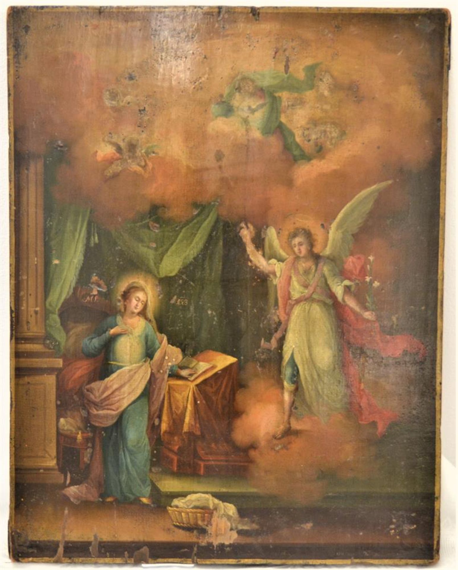 Ikone Maria Verkündigung, Erscheinung Erzengel Gabriel bei Jungfrau Maria, 38 x 30cm