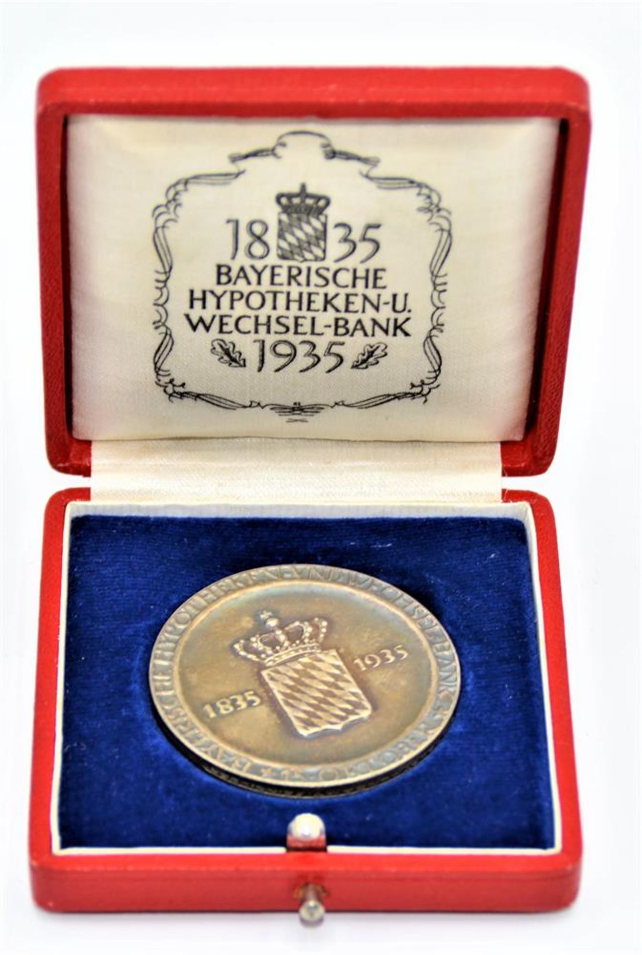 Medaille Feinsilber Bayerische Hypotheken-u. Wechselbank 1835-1935 in Etui 29,8g