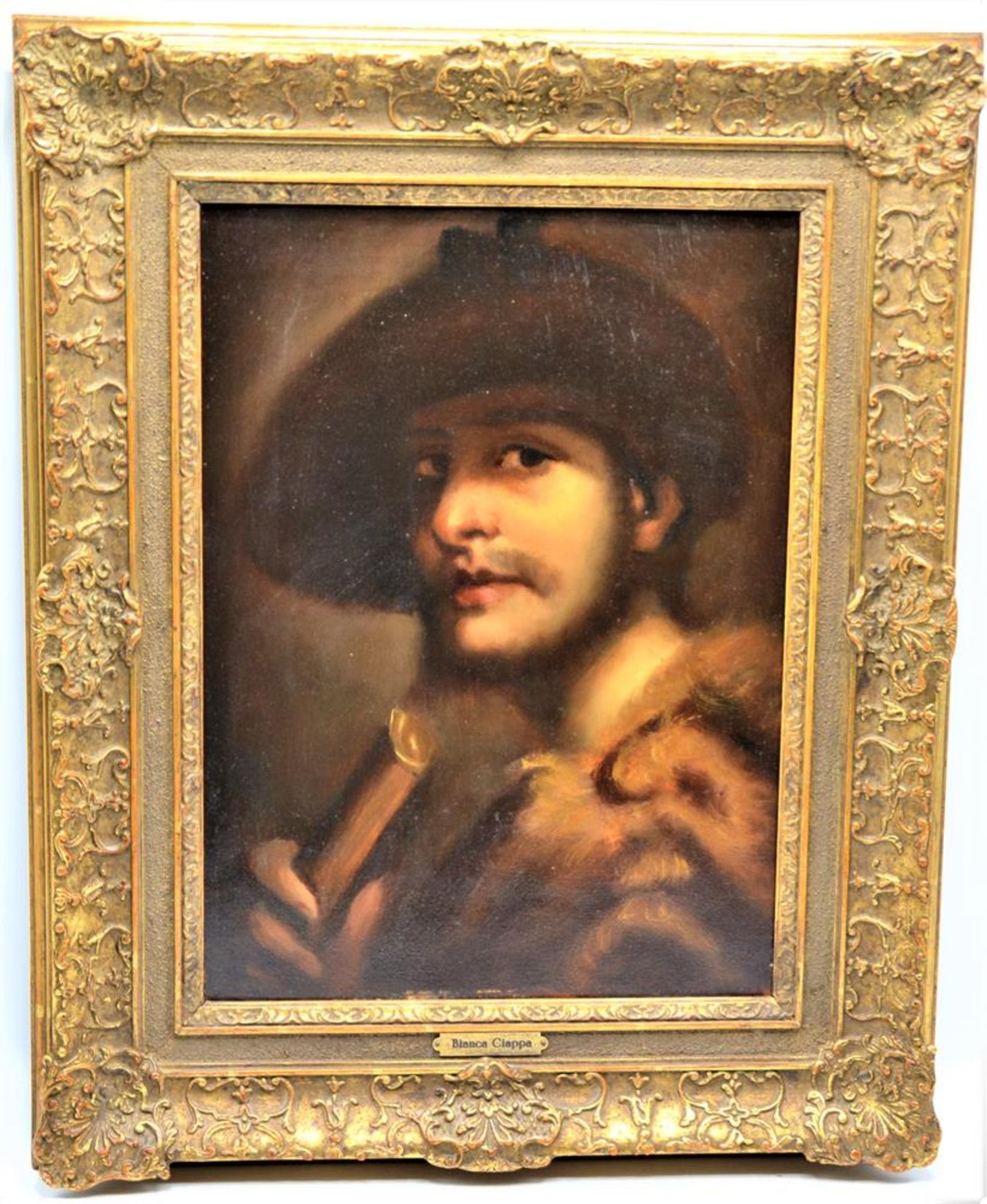 Gemälde ,,männliches Porträt" von Bianca Ciappa (Italien 20 Jhdt.) ohne Signatur im Rahmen zug