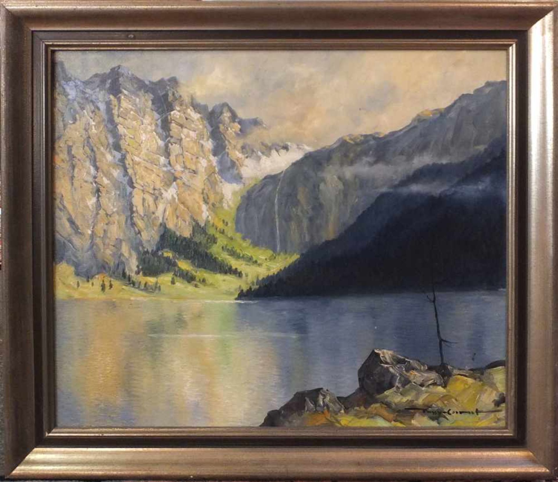 1 Ölgemälde "Bergsee" R.u. sign. PASSY-CORNET(wohl 1904-1981) Öl/Lwd. ca. 57x66cm Ra. Asp.