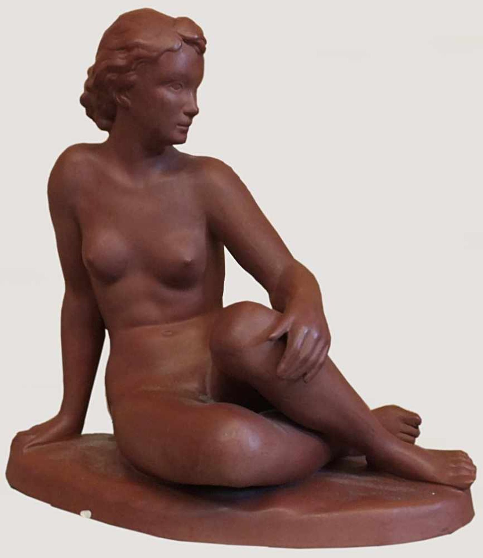 1 Figur Keramik "Die Sitzende"wohl CORTENDORF L ca. 30cm gechippt Asp.