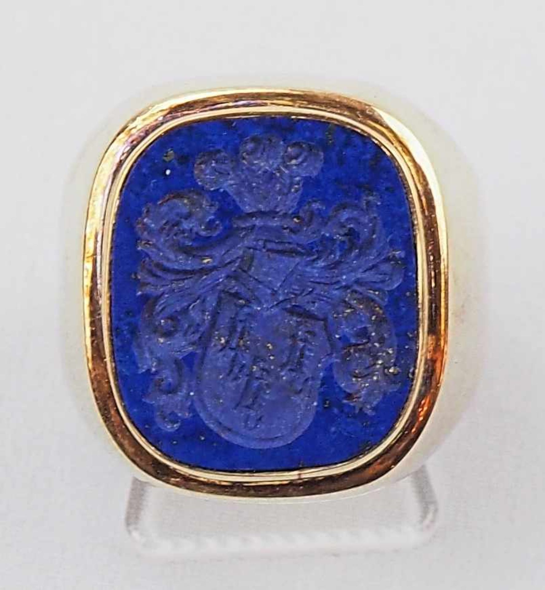 1 HerrenwappenringGG 14ct. Lapislazuli