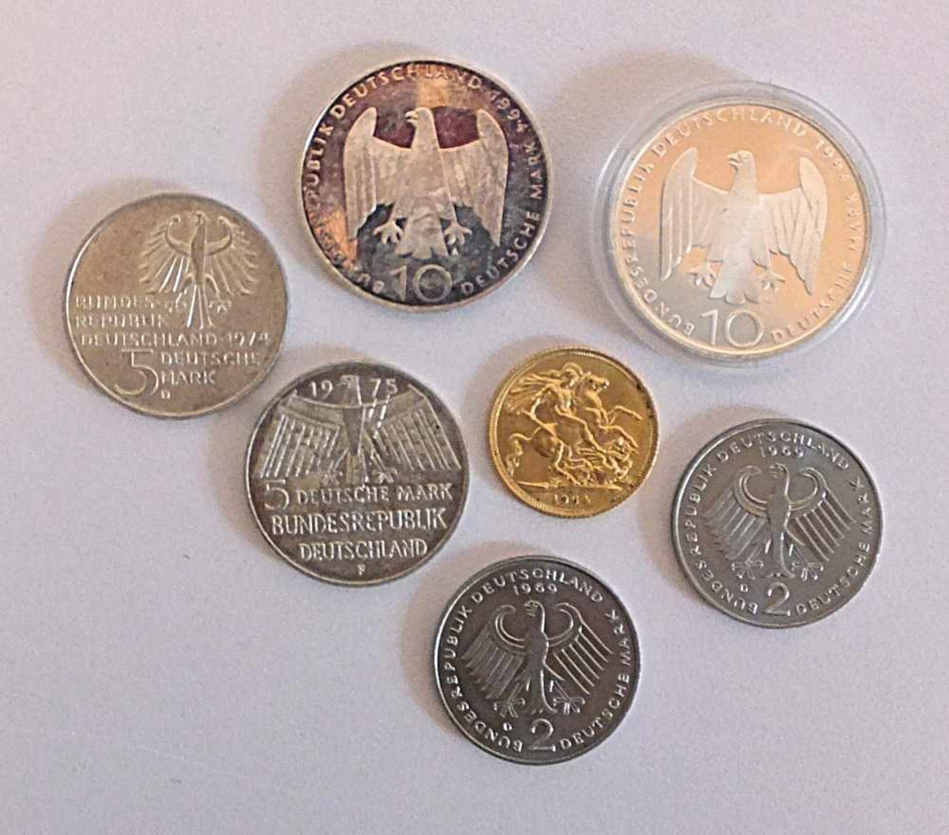 7 Münzen und Medaillen GGSilber u.a., England, BRD