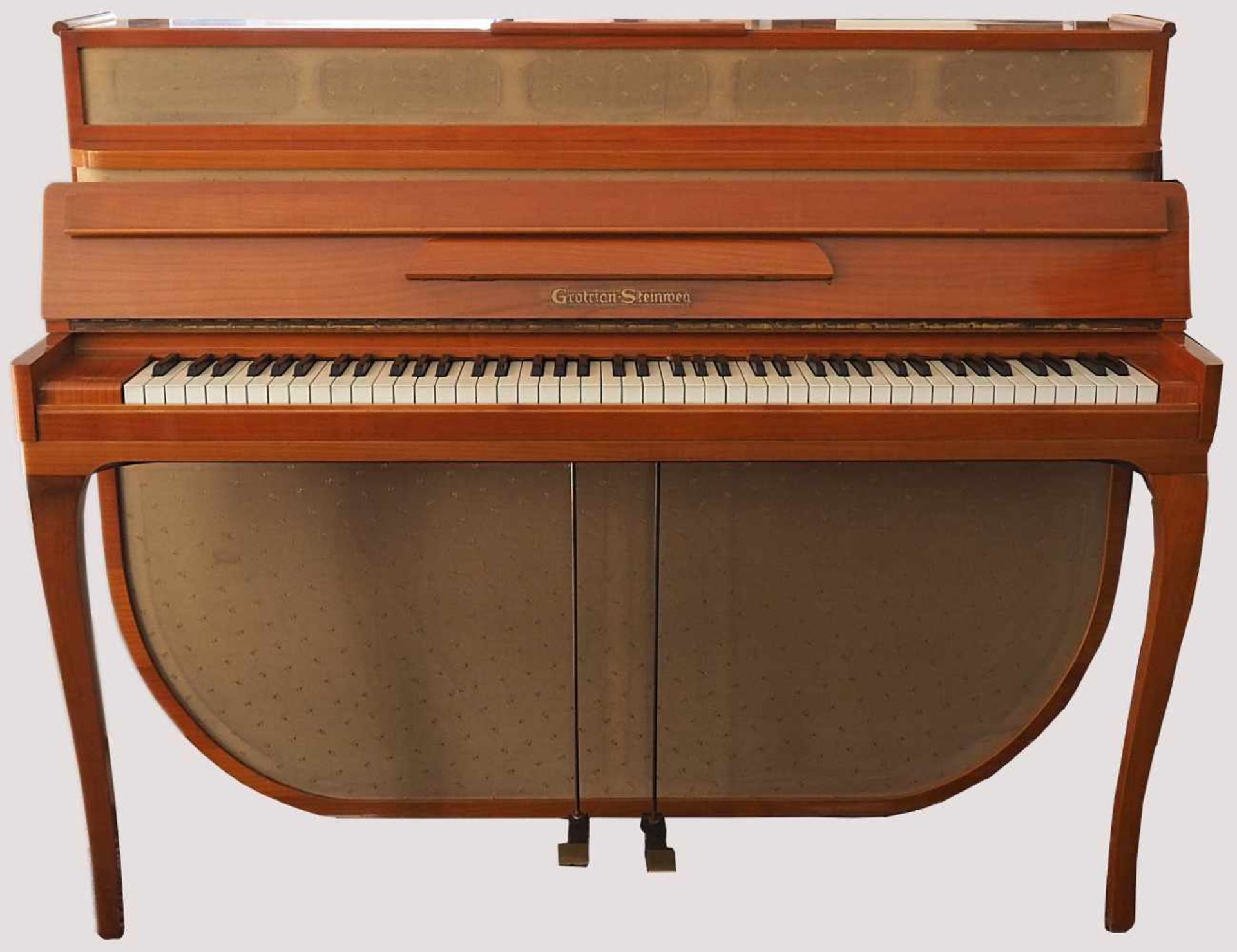 Klavier GROTRIAN-STEINWEG wohl 1930er Jahrewohl Kirschholz, beigefarbener Stoffbezug, ca.
