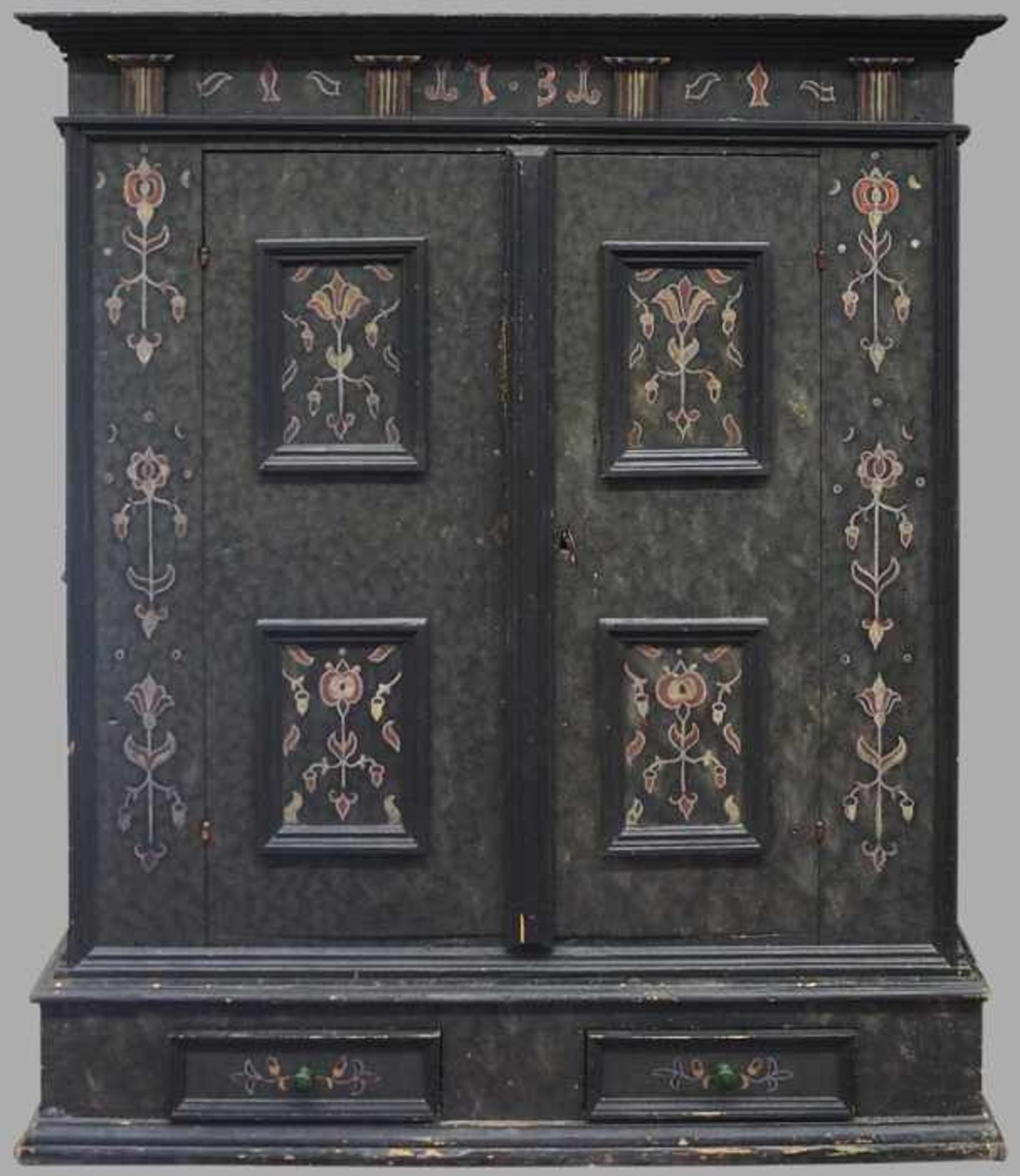 Barockschrank wohl Franken datiert 1731Weichholz, bemalt, 2-türig, Asp.