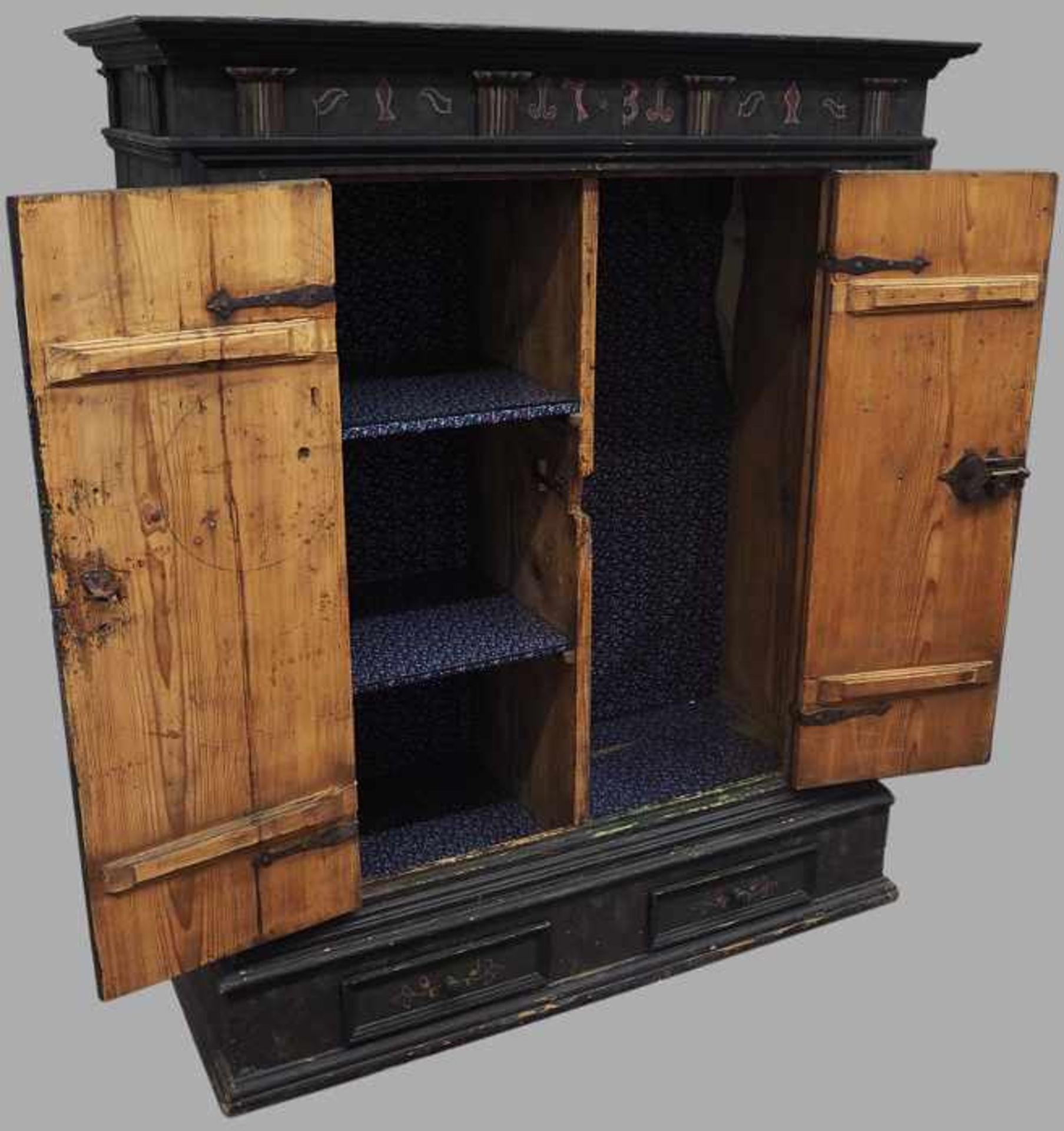 Barockschrank wohl Franken datiert 1731Weichholz, bemalt, 2-türig, Asp. - Bild 2 aus 2