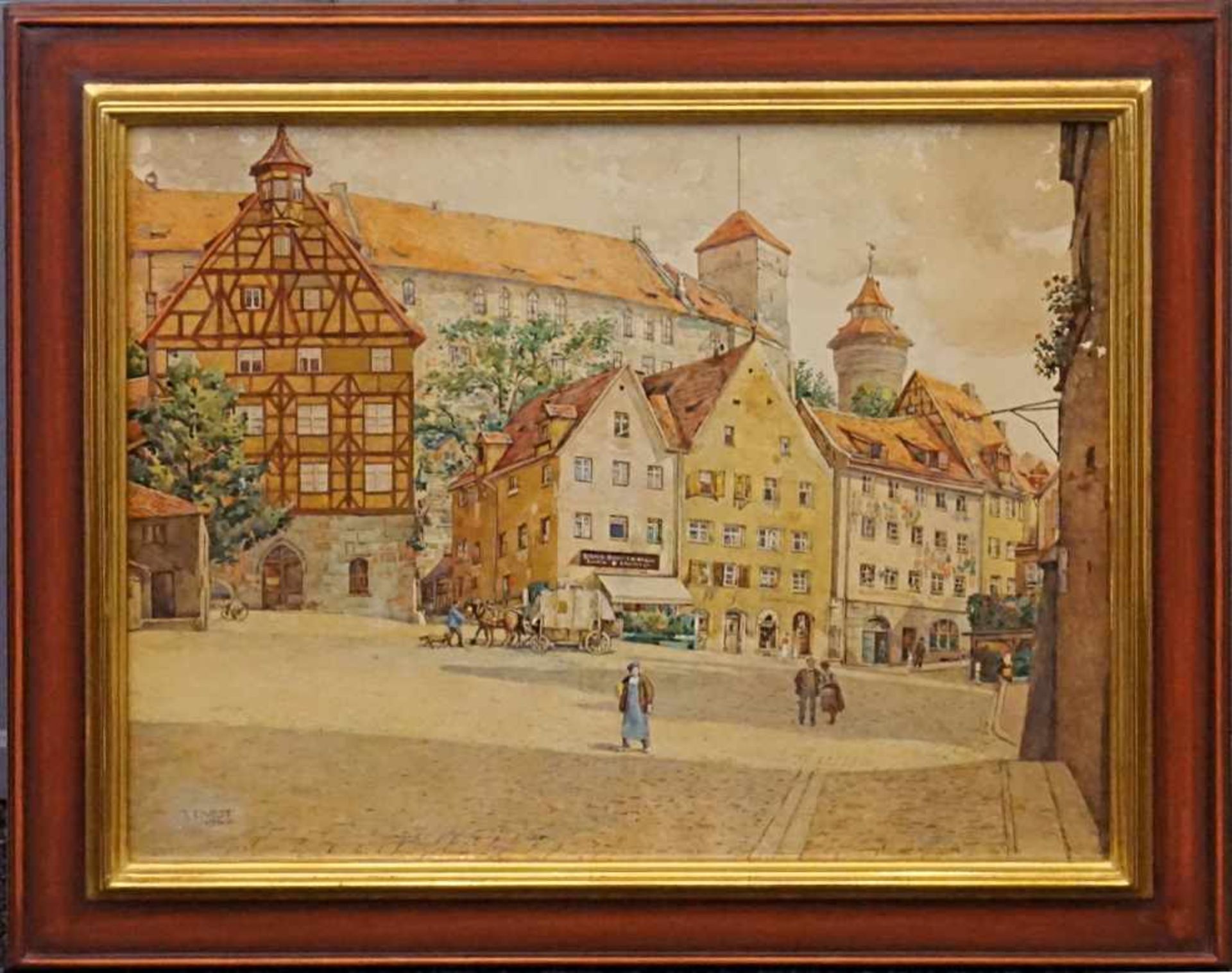 Aquarell "Tiergärtnertorplatz zu Nürnberg", L.u. signiert J. DURST(wohl Jakob D. 1875-1951), datiert - Image 2 of 2