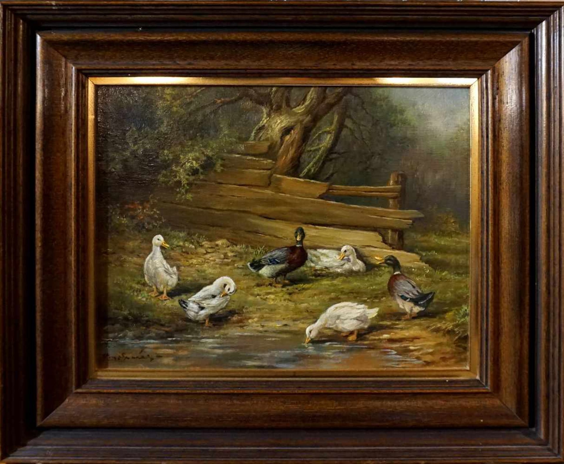 1 Ölgemälde " Enten am Fluss" L.u. sign. A.M. Speier - Bild 2 aus 2