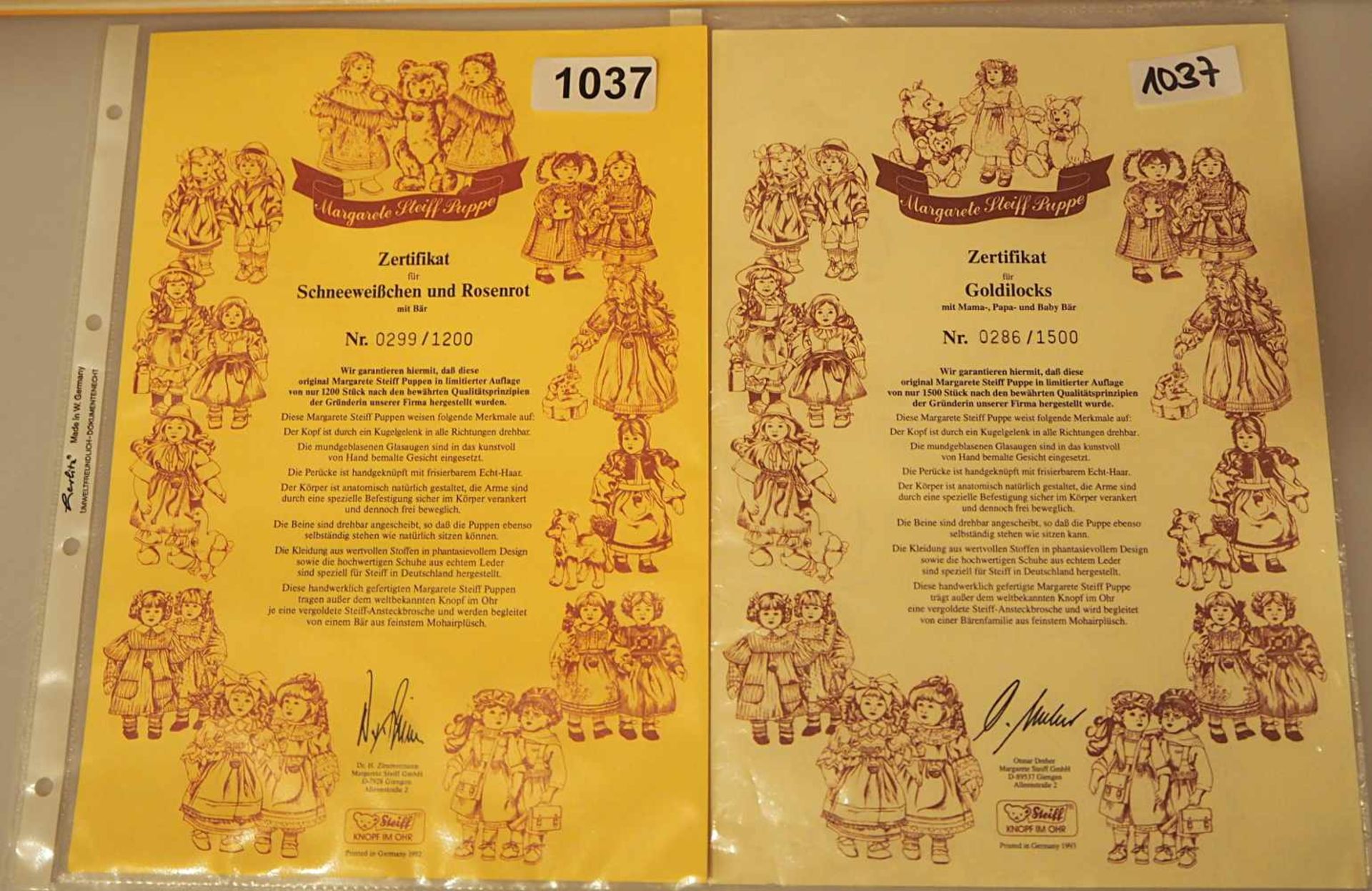 3 Puppen STEIFF "Schneeweißchen und Rosenrot" "Goldilocks"jew. limitierte Auflagen/mit - Bild 3 aus 3