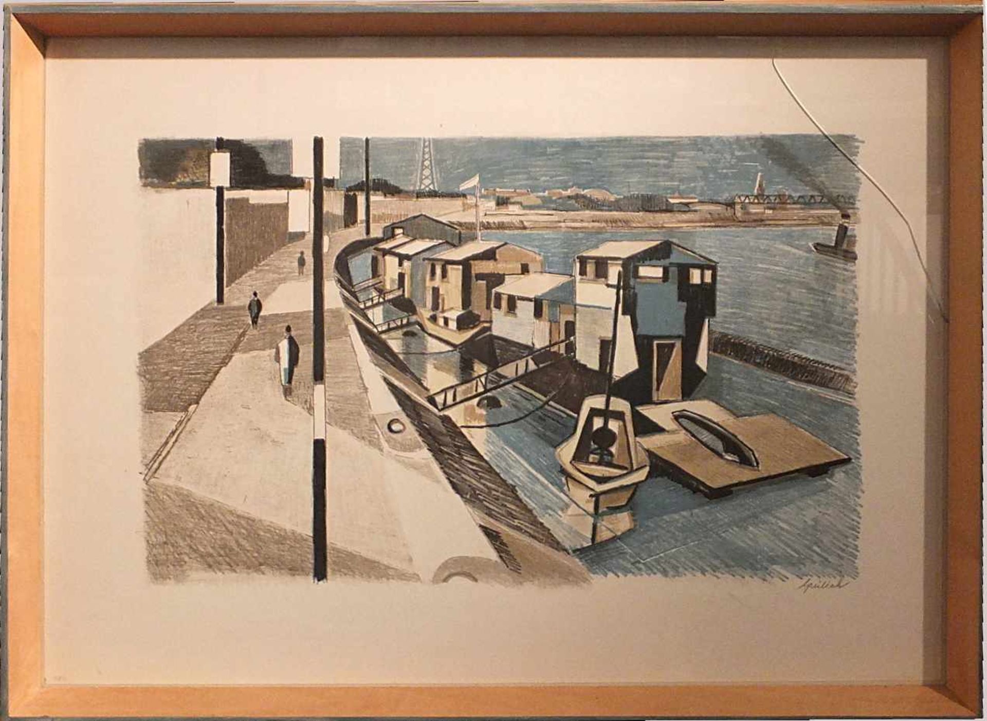 Farbserigraphie "Promenade in Düsseldorf", R.u. signiert GRULICH(wohl Georg G. 1911-1993), ca. - Bild 2 aus 2