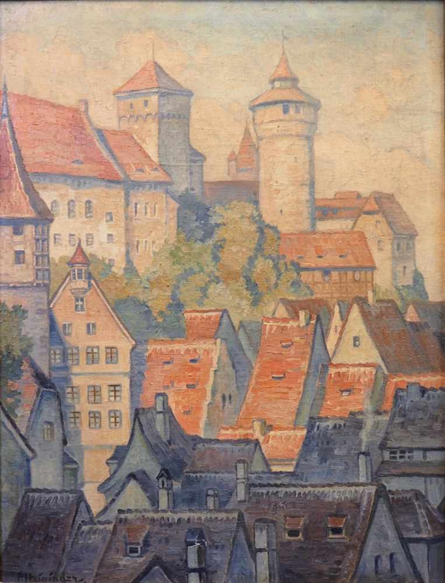1 Ölgemälde "Blick auf die Nürnberger Kaiserburg", L.u. sign. P. HEININGER(wohl Paul H. 1897-