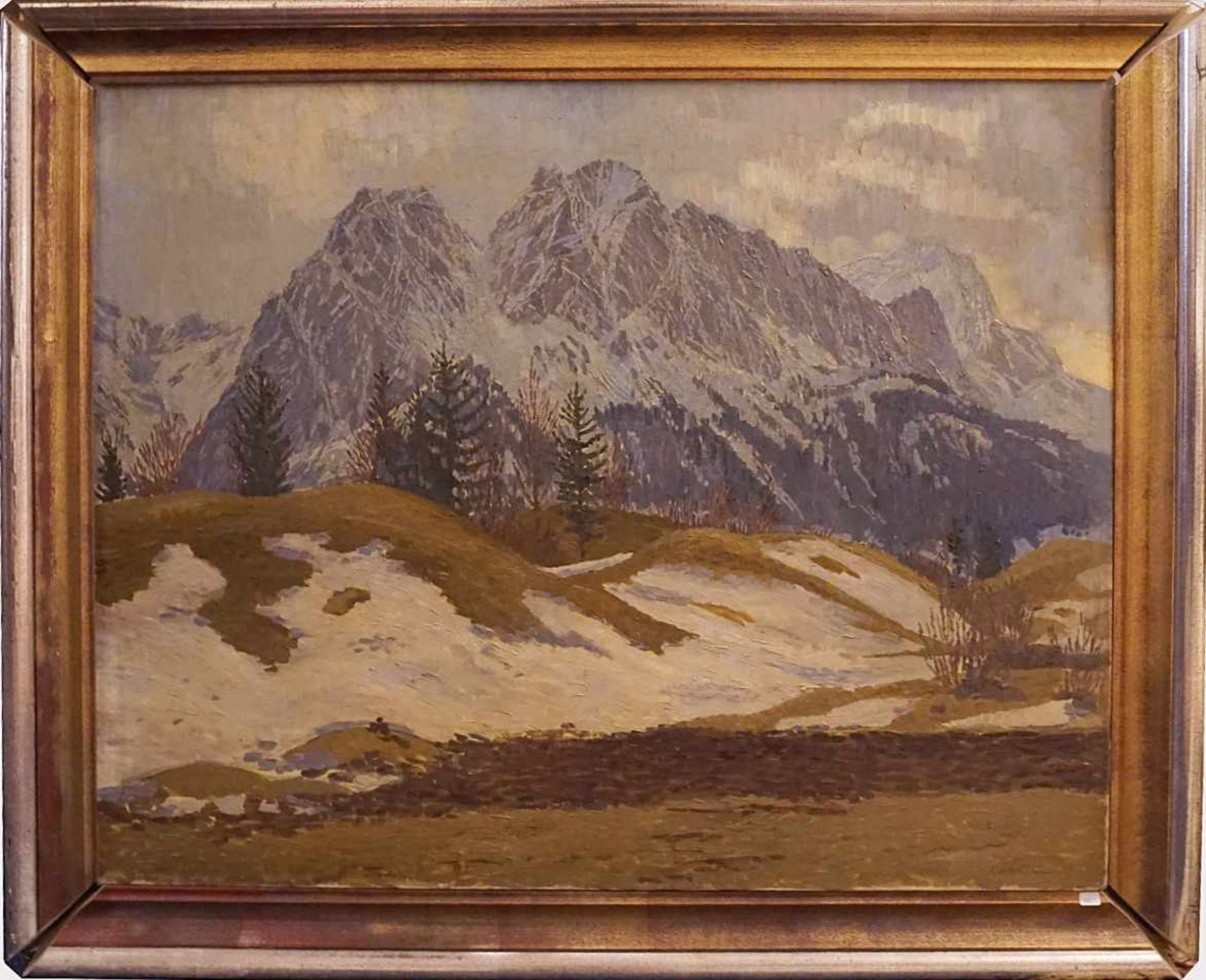 1 Ölgemälde "Kleiner und Großer Waxenstein mit Zugspitze" R.u. sign. Carl REISER(wohl Prof. C. R. - Image 2 of 2