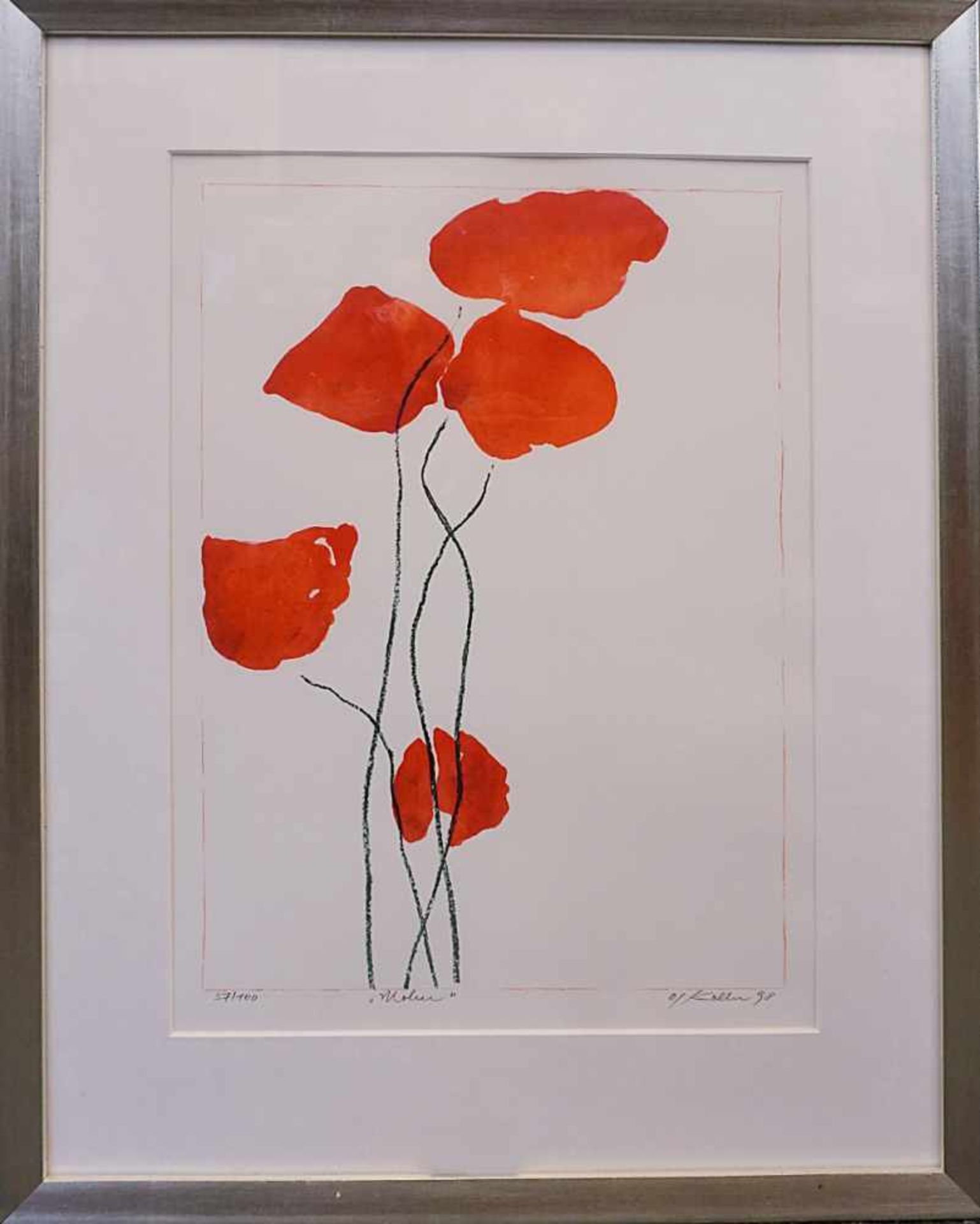 1 Farblithografie "Mohn" R.u. bleistiftsign. O. KOLLER(wohl Oskar K. 1925-2004) dat. (19)98 num. - Bild 2 aus 2