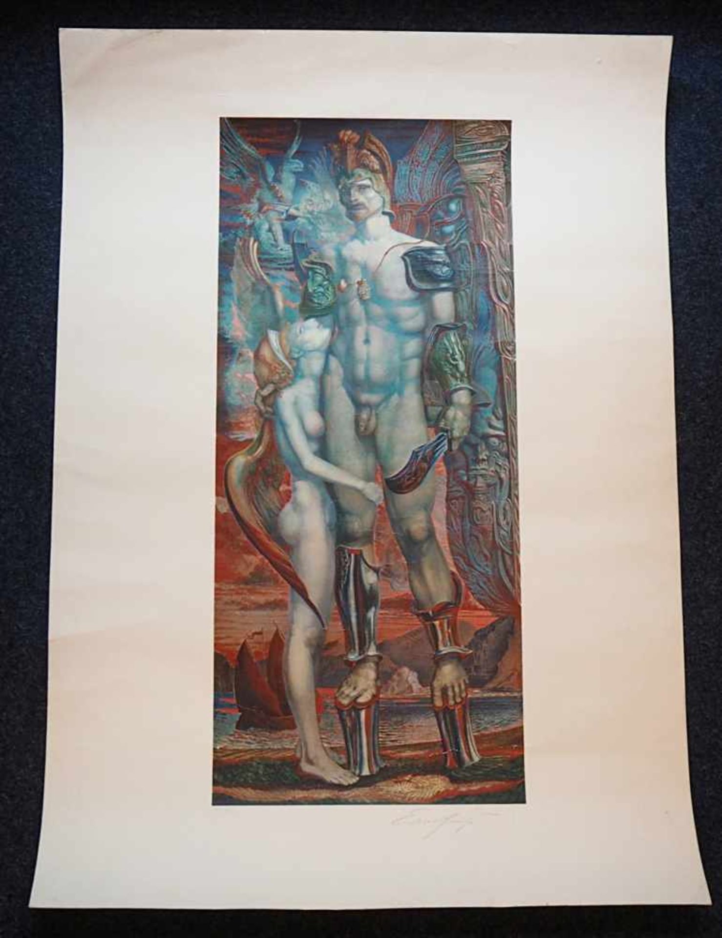 1 Farbserigraphie "Perseus-Hommage an Daidalos" R.u. sign. Ernst FUCHS(wohl 1930-2015) L.u. num. - Bild 2 aus 2