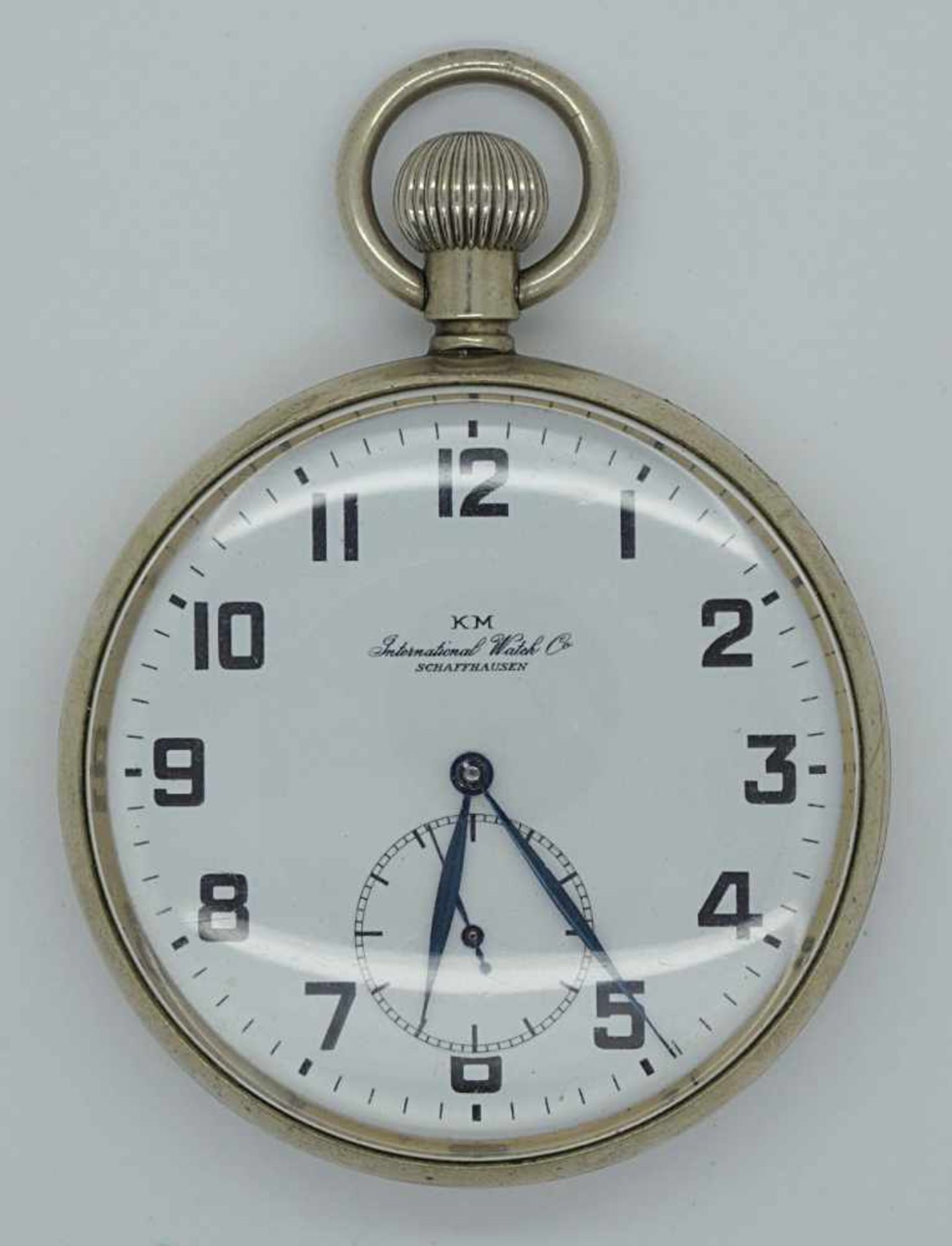 Taschenuhr Stahl IWC Schaffhausen 2. WK mit Reichsadlernum. M 9939 2. Klasse lt. Buchkopie - Bild 3 aus 3