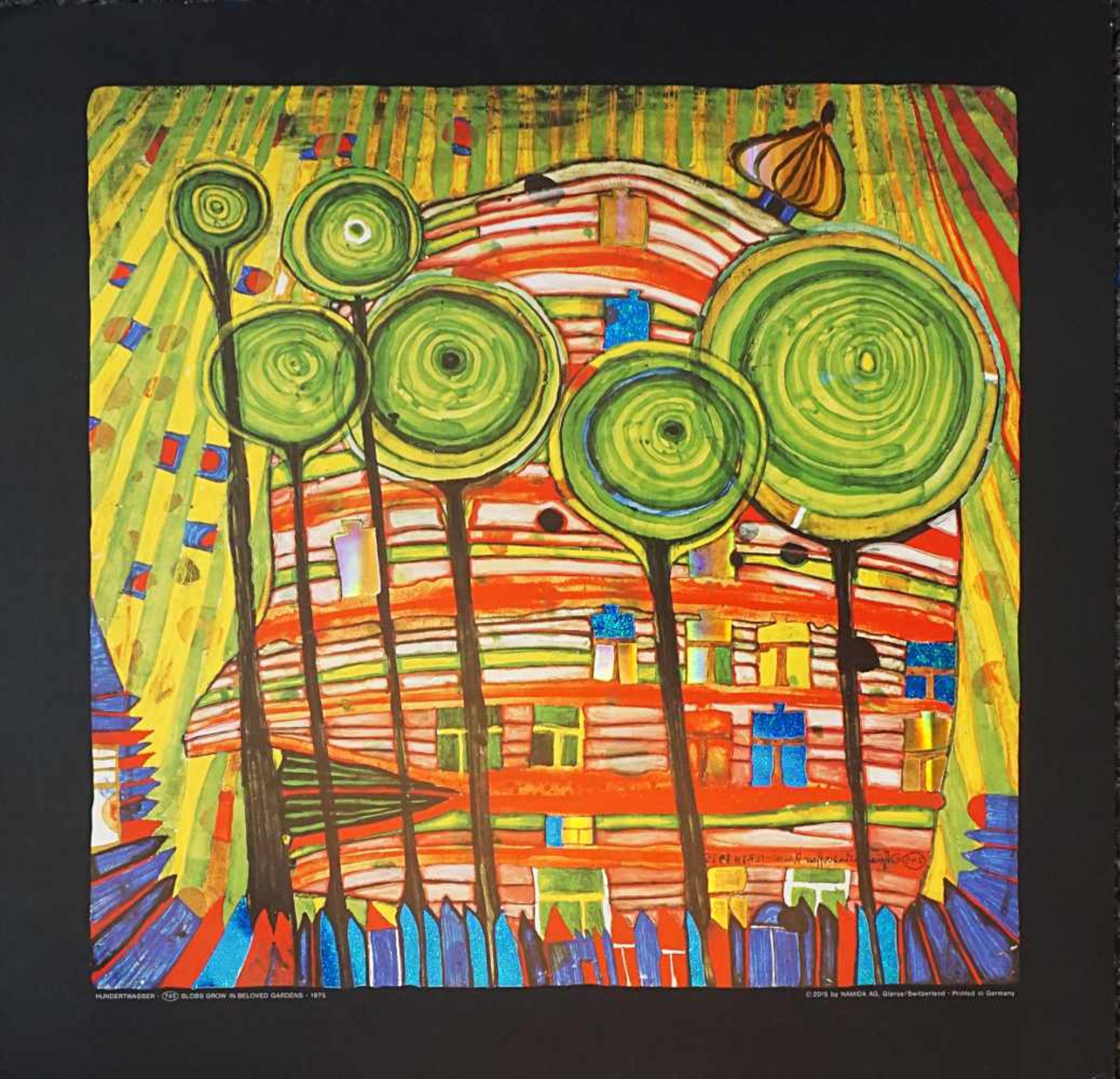 1 Mischtechnik "Blobs Grow in Belowed Gardens" wohl Friedensreich HUNDERTWASSER( 1928-2000), ca.