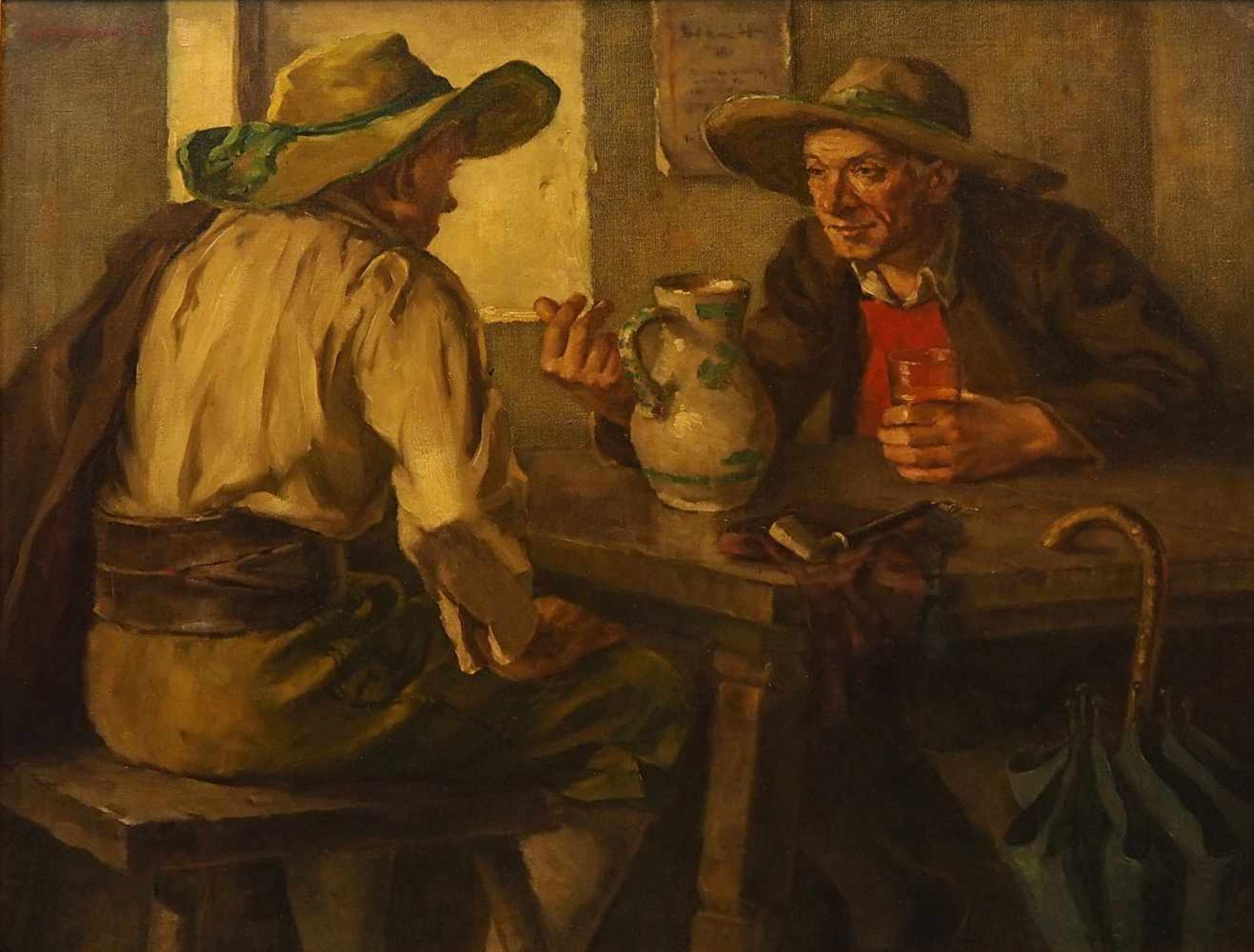 1 Ölgemälde "Bauern im Gespräch" L.o. signiert M. PISTORIUS(wohl Maximilian Friedrich P. 1894-1960),