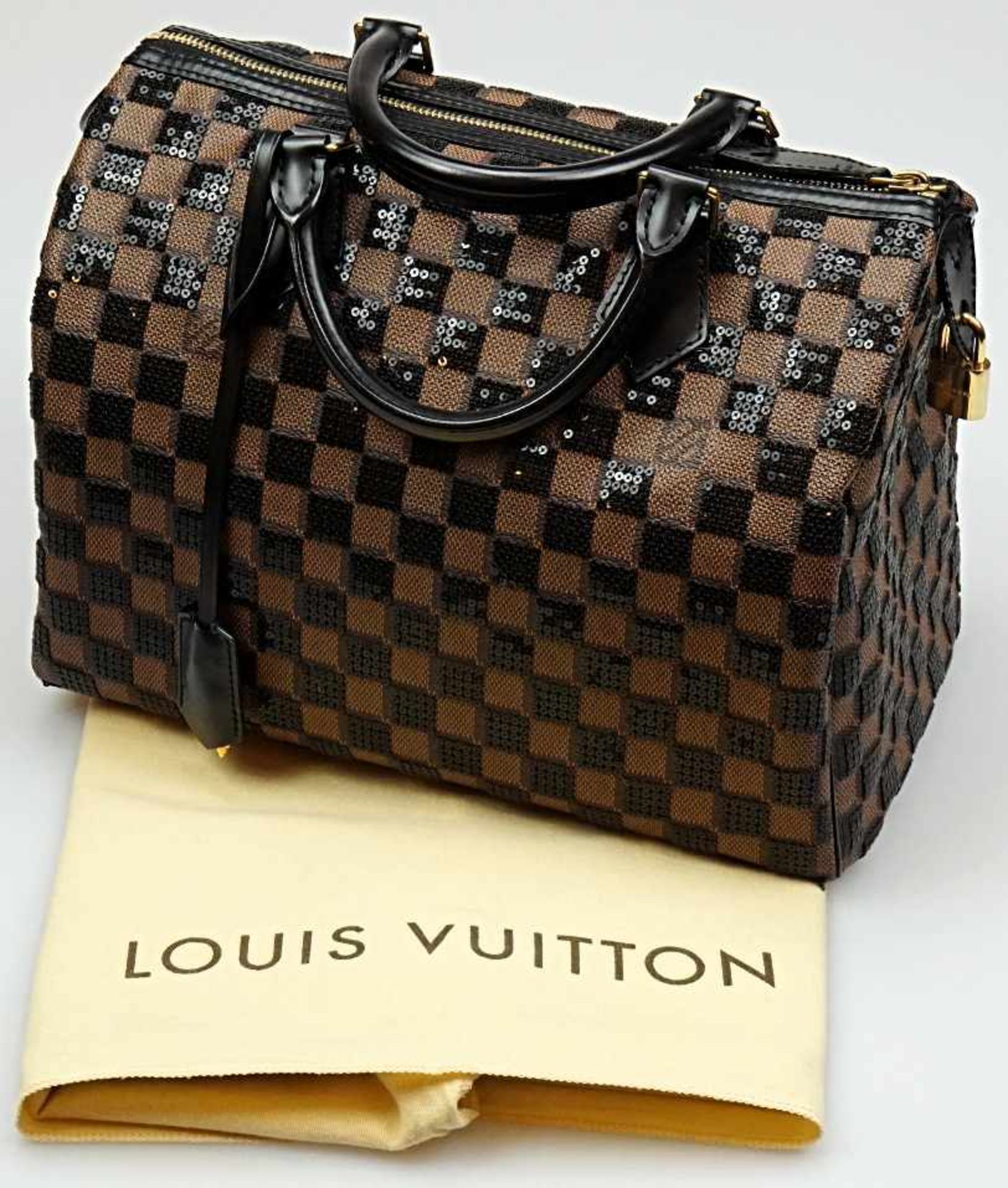 1 Handtasche LOUIS VUITTON "Speedy"mit Pailletten, Black Damier, limitierte Auflage von 2013,