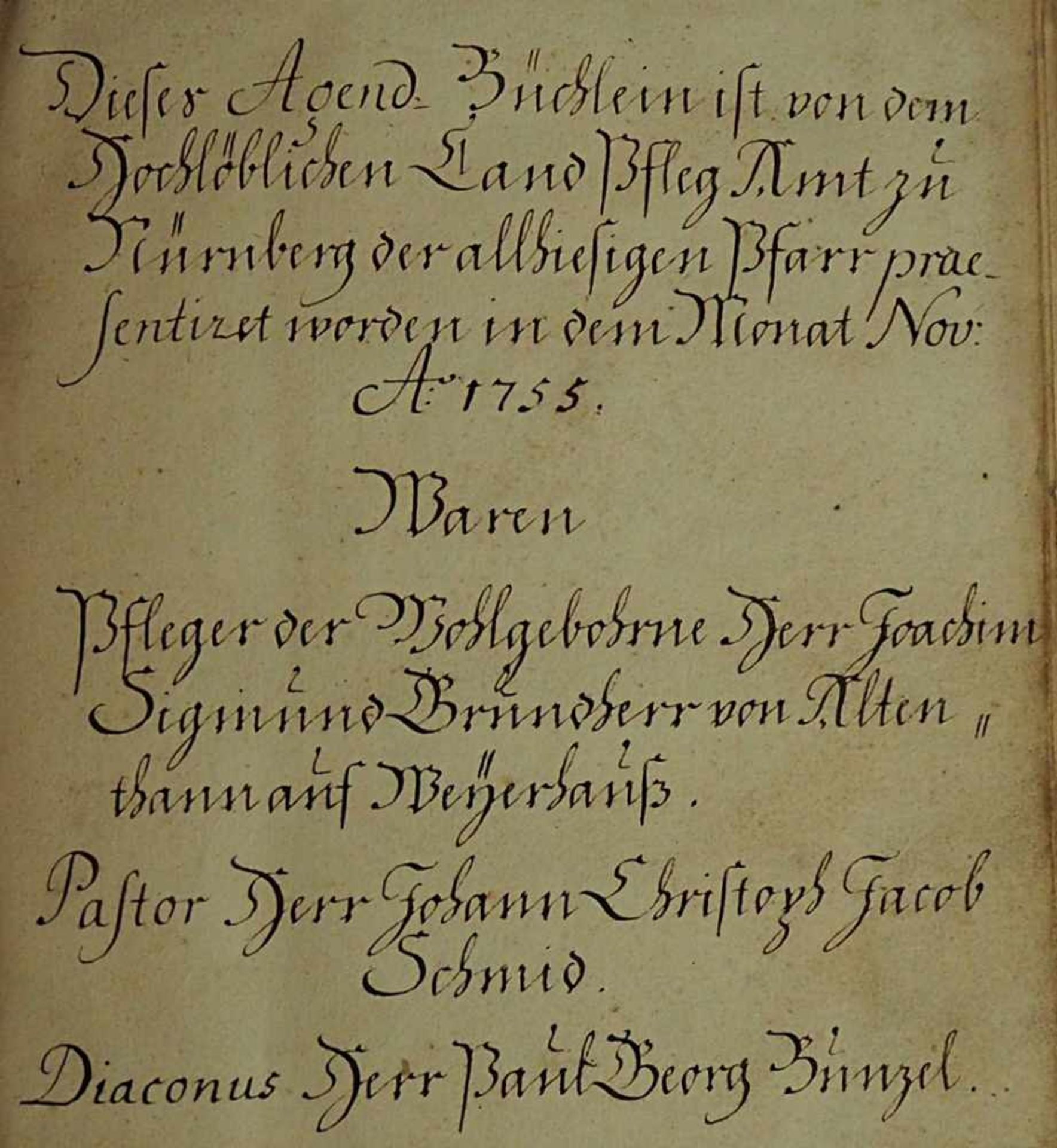 1 Buch 18. Jh. "Agend. Büchlein, für die Nürnbergische Kirchendiener in der Stadt und auf dem - Bild 3 aus 4