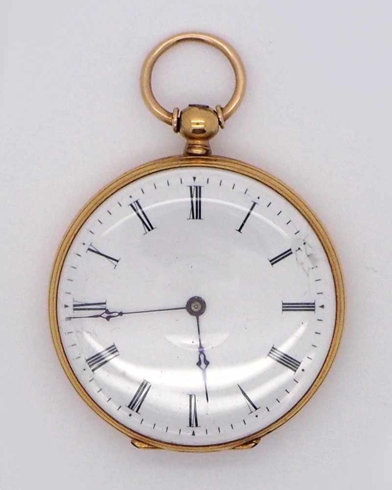 1 Damentaschenuhr GG 18ct.um 1900 besch.