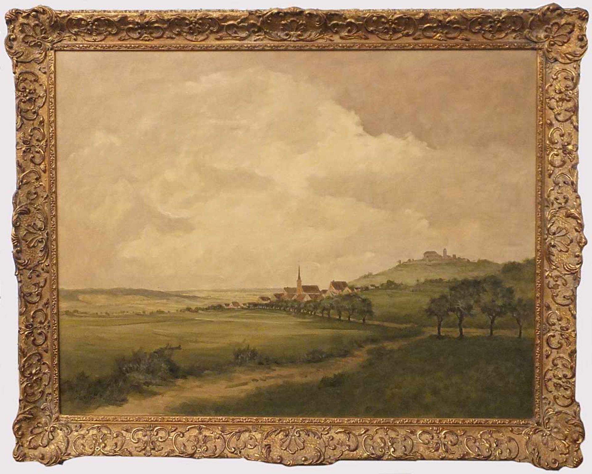 Ölgemälde "Fränkische Landschaft mit Blick auf eine Burg", L.u. signiert H. GRADL(wohl Prof. Hermann - Bild 2 aus 2