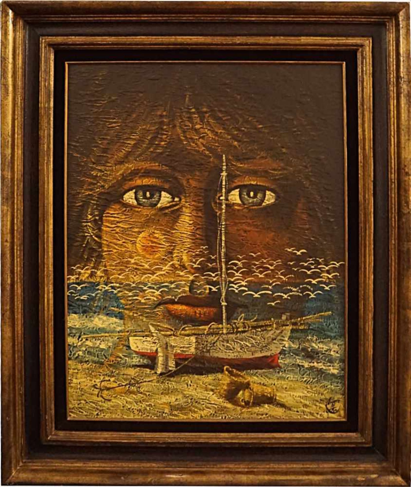 1 Ölgemälde "Sehnsucht nach dem Meer" R. Luc DE RO(wohl *1925) Öl/Pl. ca. 78x58cm Ra. Asp. - Bild 2 aus 2