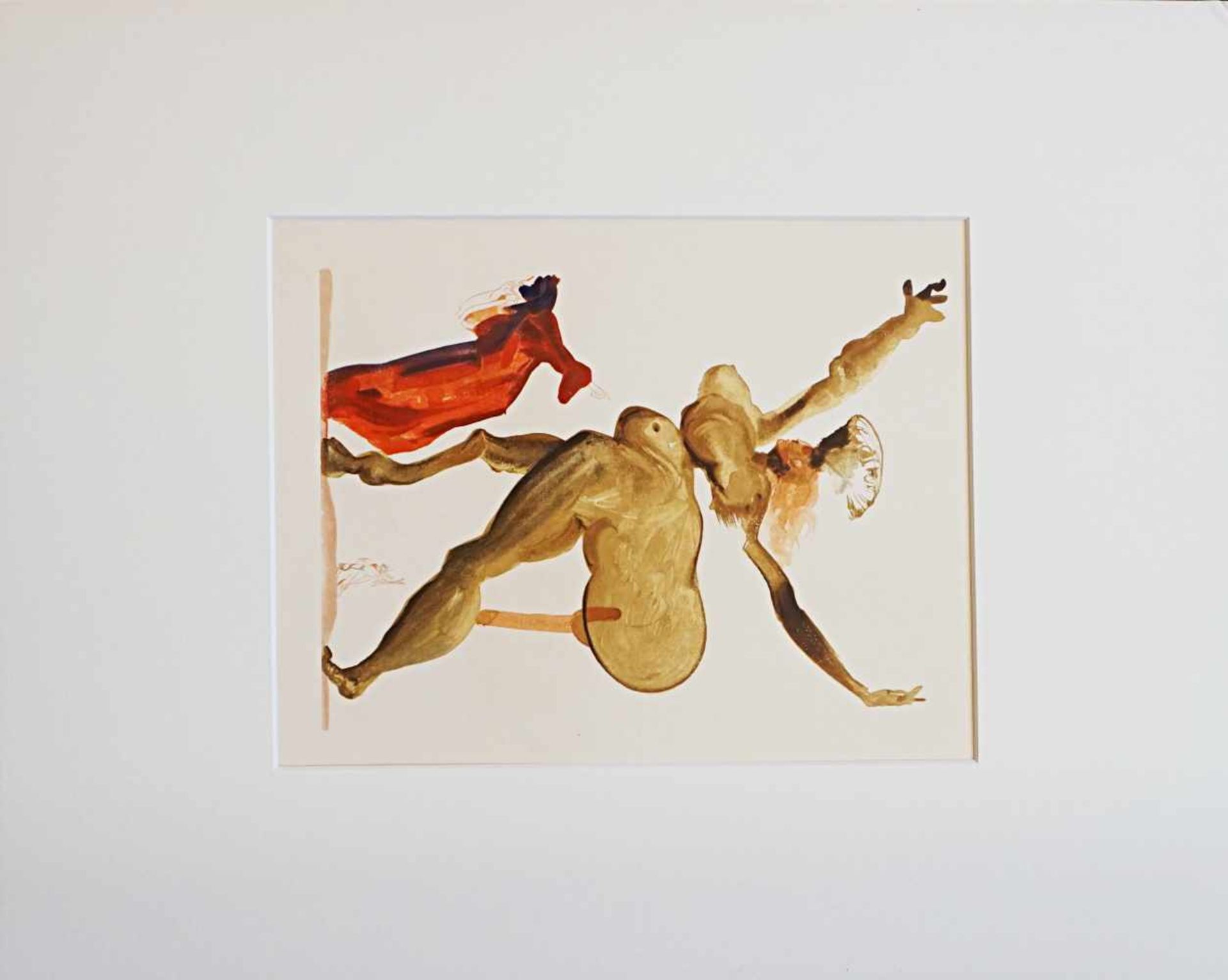 1 Farbholzschnitt "Die Verräter an der Gastfreundschaft" wohl Salvador DALI(1904-1989), Aus: "