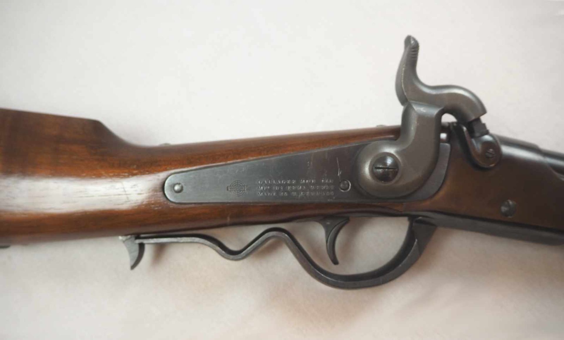 1 Gewehr auf Schloss gem. GALLAGER Mod. 1880 Ermawerke W. GermanyCal. .54 Holzschaft L ca. 99cm - Bild 2 aus 2
