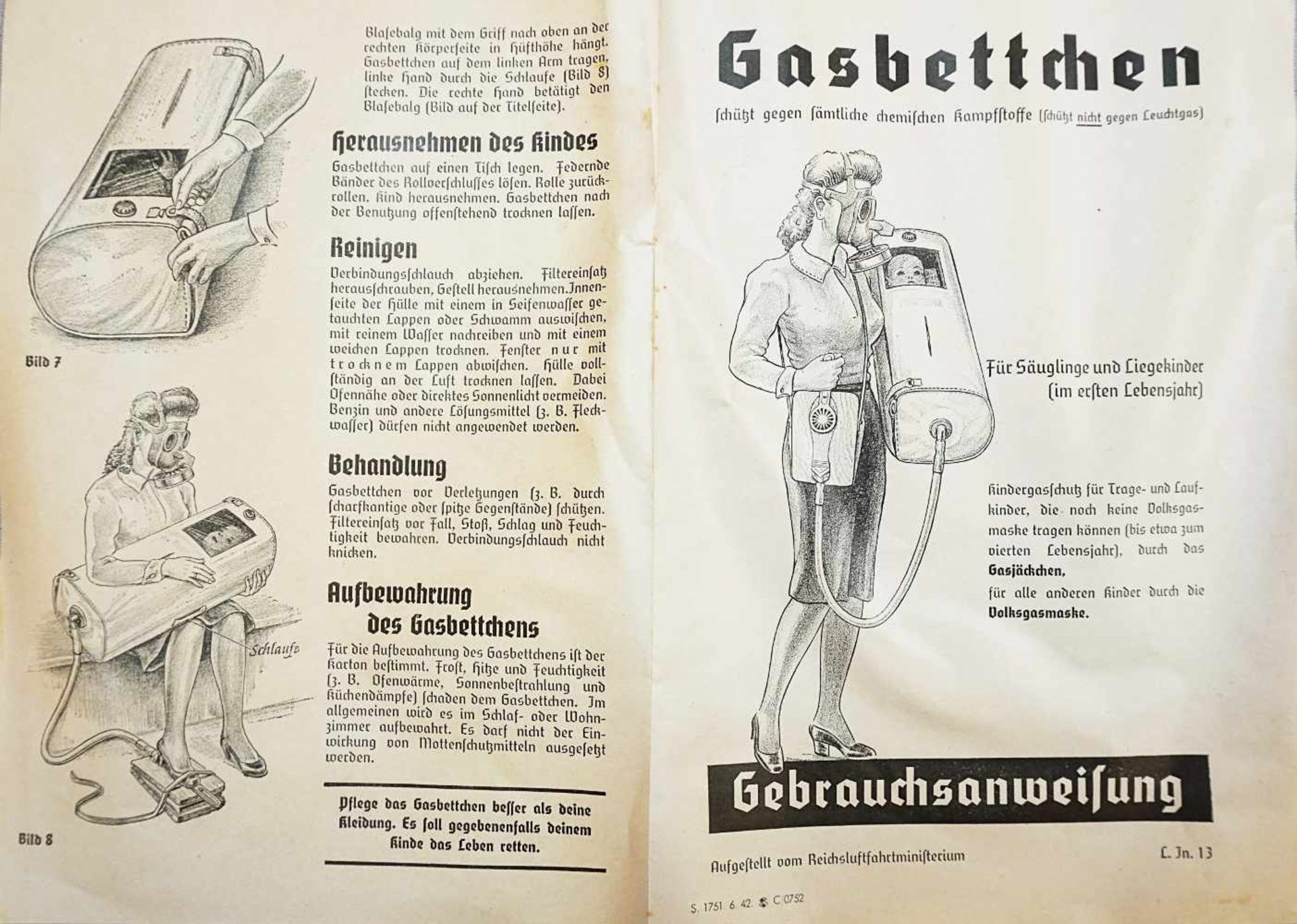 2 Objekte zum Kindergasschutz gegen sämtliche chemische Kampfstoffe 3. Reich:Gasbettchen für - Image 3 of 6