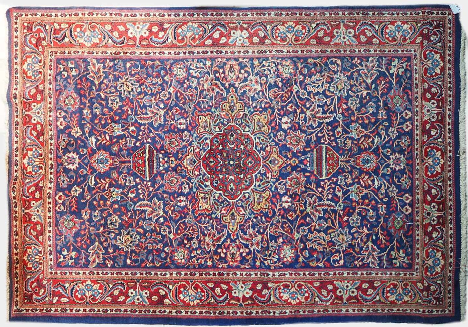 1 Orientteppich blaugrundig "Vasendekor" Randbordüre rotgrundig je floraler Dekor ca. 223x140cm1 - Bild 2 aus 2