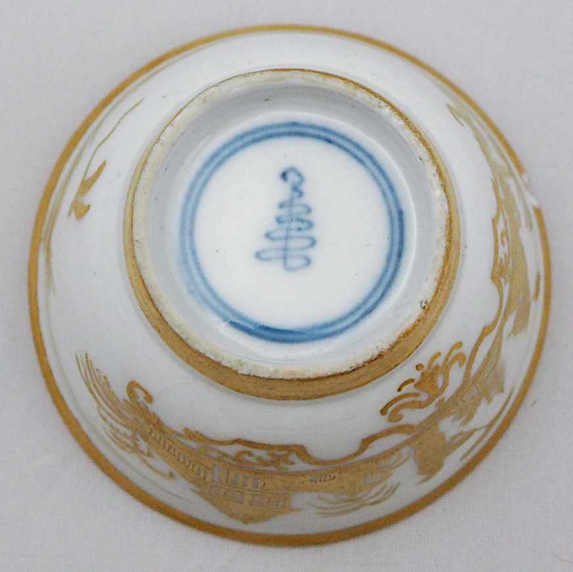 1 Koppchen mit "Augsburger Goldchinesen", Böttgerporzellan MEISSEN, wohl um 1725mit blauer - Bild 6 aus 6