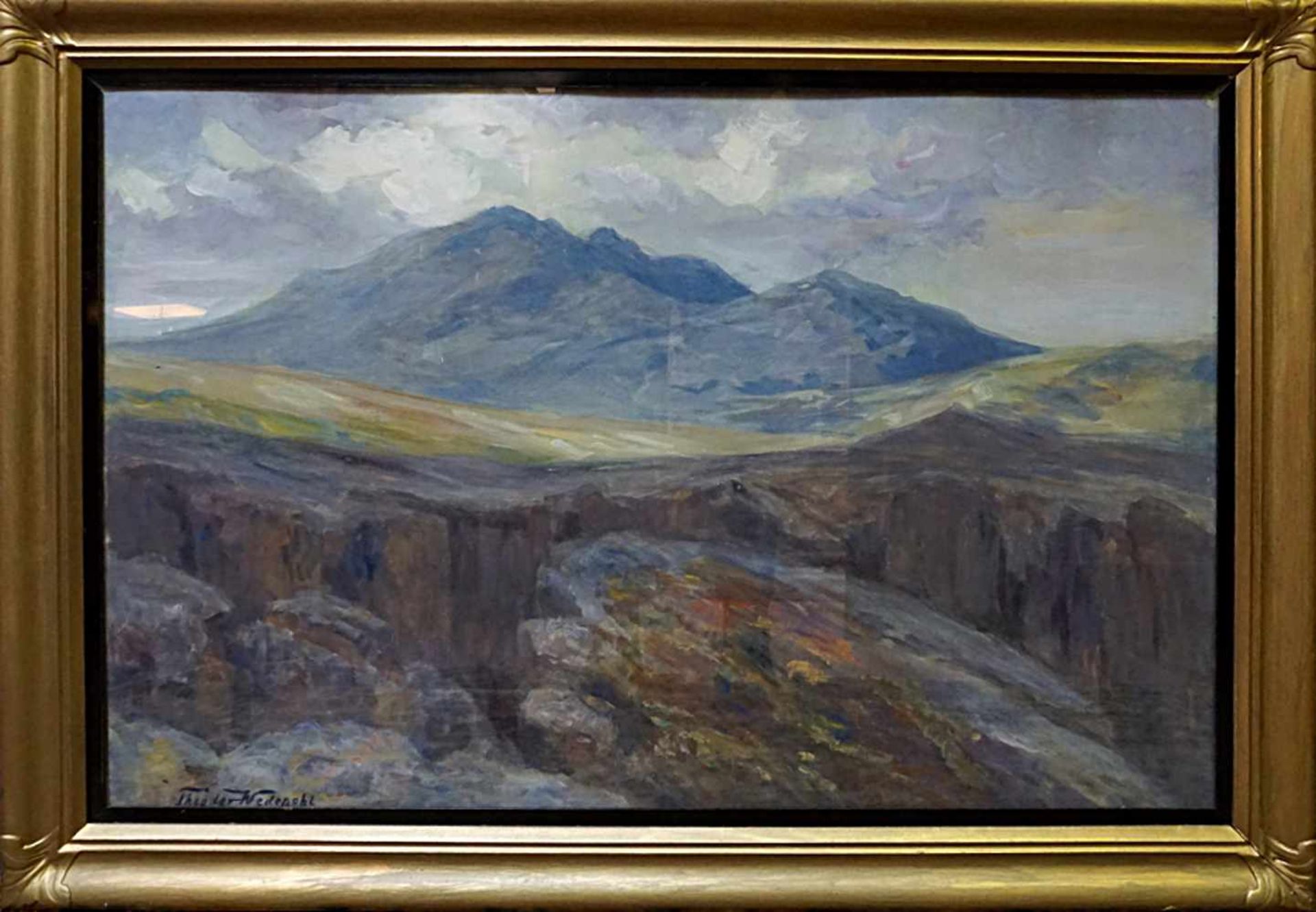 1 Mischtechnik "Schottische Highlands" L.u. sign. Theodor WEDEPOHL(wohl 1863-1931) ca. 47x72cm RhG - Bild 2 aus 2