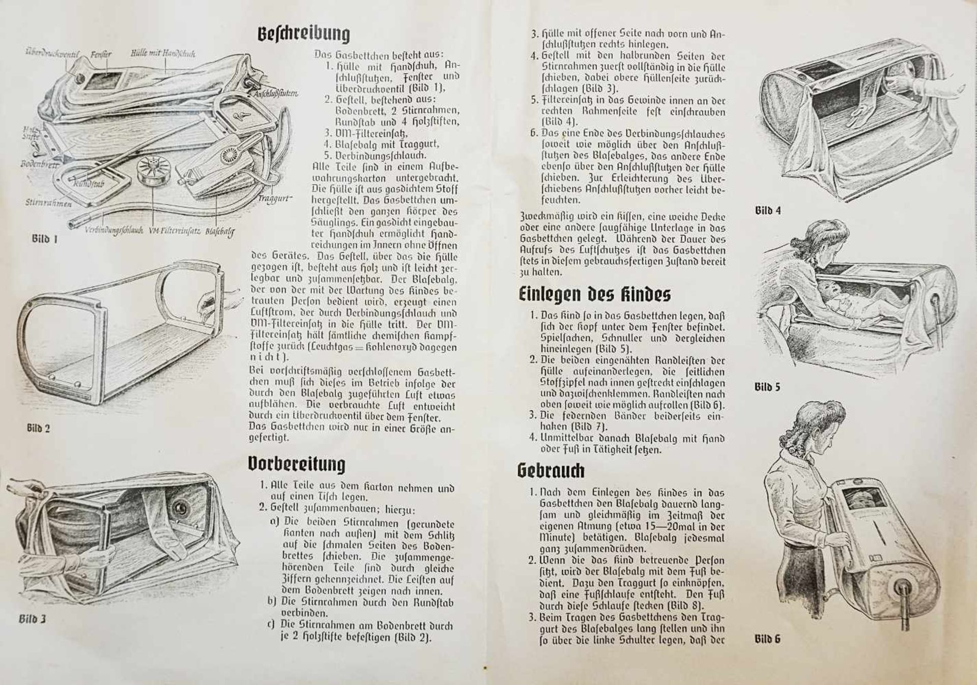 2 Objekte zum Kindergasschutz gegen sämtliche chemische Kampfstoffe 3. Reich:Gasbettchen für - Bild 4 aus 6