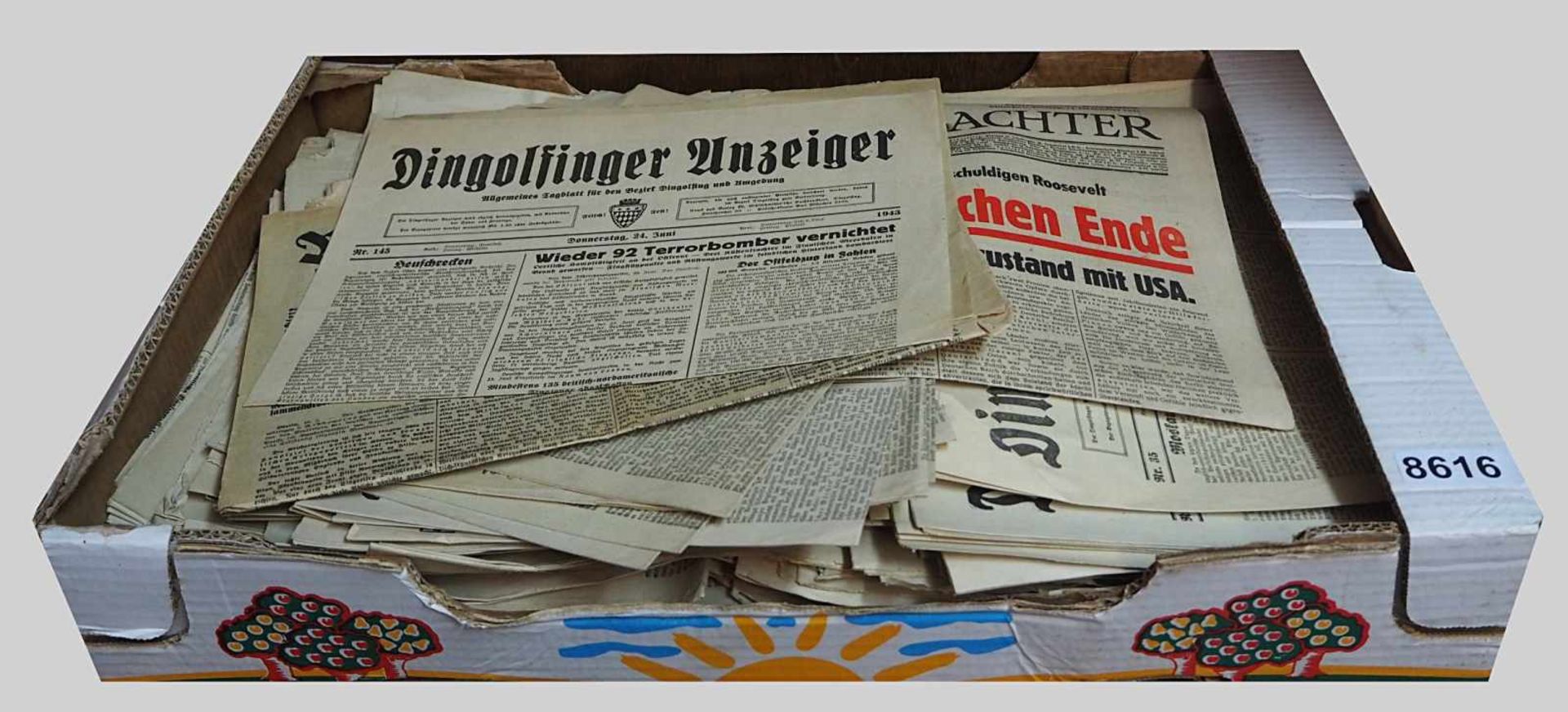 1 Konvolut Tageszeitungen 3. Reich:Dingolfinger Anzeiger "Völkischer Beobachter" u.a. z.T. besch. - Bild 2 aus 2