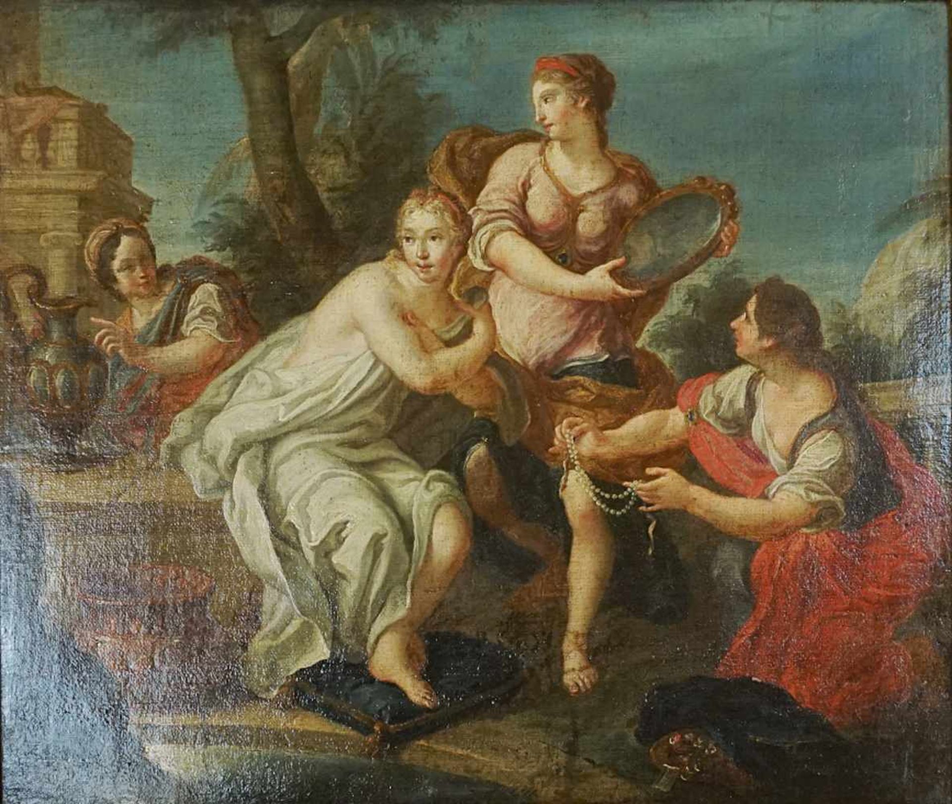 1 Ölgemälde "Morgentoilette der Venus" unsign.(wohl 18./Anfang 19. Jh.) Öl/Lwd. ca. 40x46cm