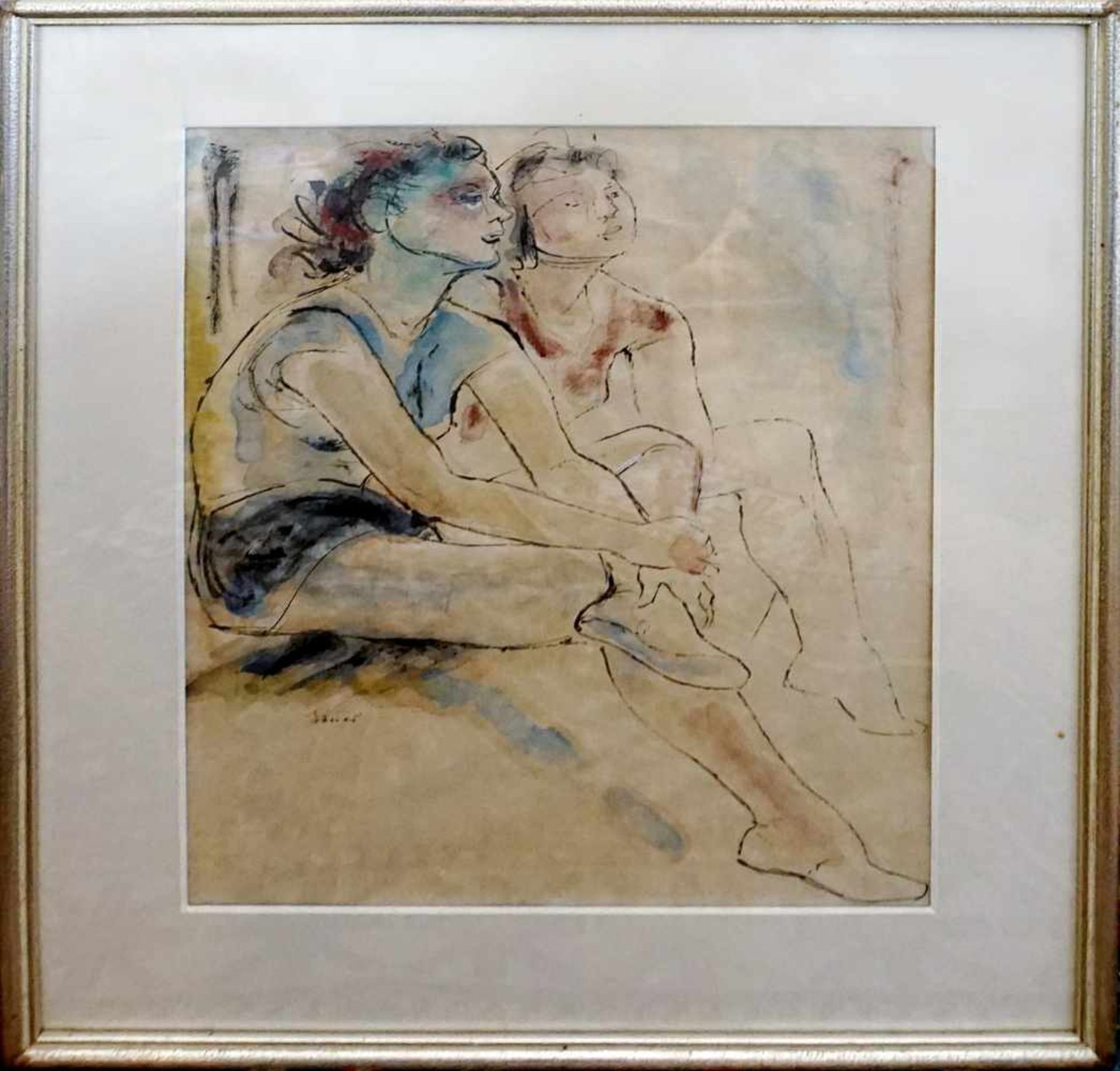 4 Aquarelle/Farbzeichnungen u.a. z.T. signiert SAUER (wohl Josef S. 1893-1967) - Bild 5 aus 8