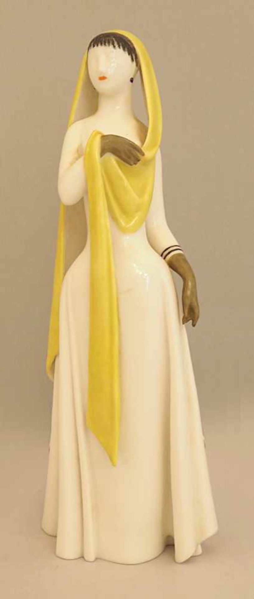 Figur Porzellan NYMPHENBURG "Elegante Dame mit Schleier", Entwurf Johanna KÜNZLI wohl um 1955,</