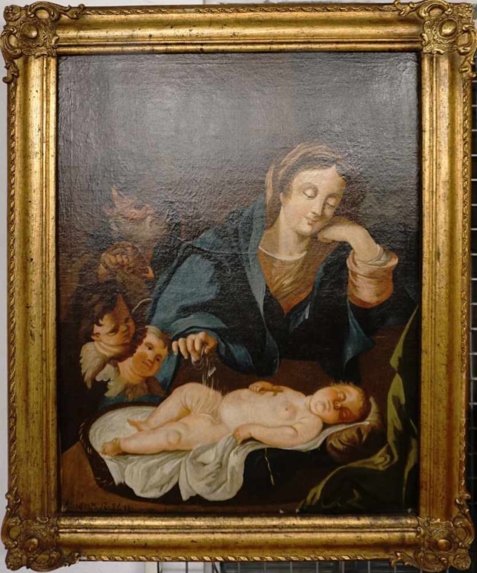 1 Ölgemälde "Heilige Familie" L.u. bez./dat./monogr. "1693 R. STU...", - Bild 4 aus 4