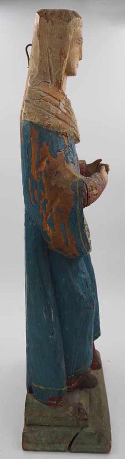 1 Skulptur Holz "Madonna" wohl 19.Jh., polychrome Fassung, - Bild 4 aus 4